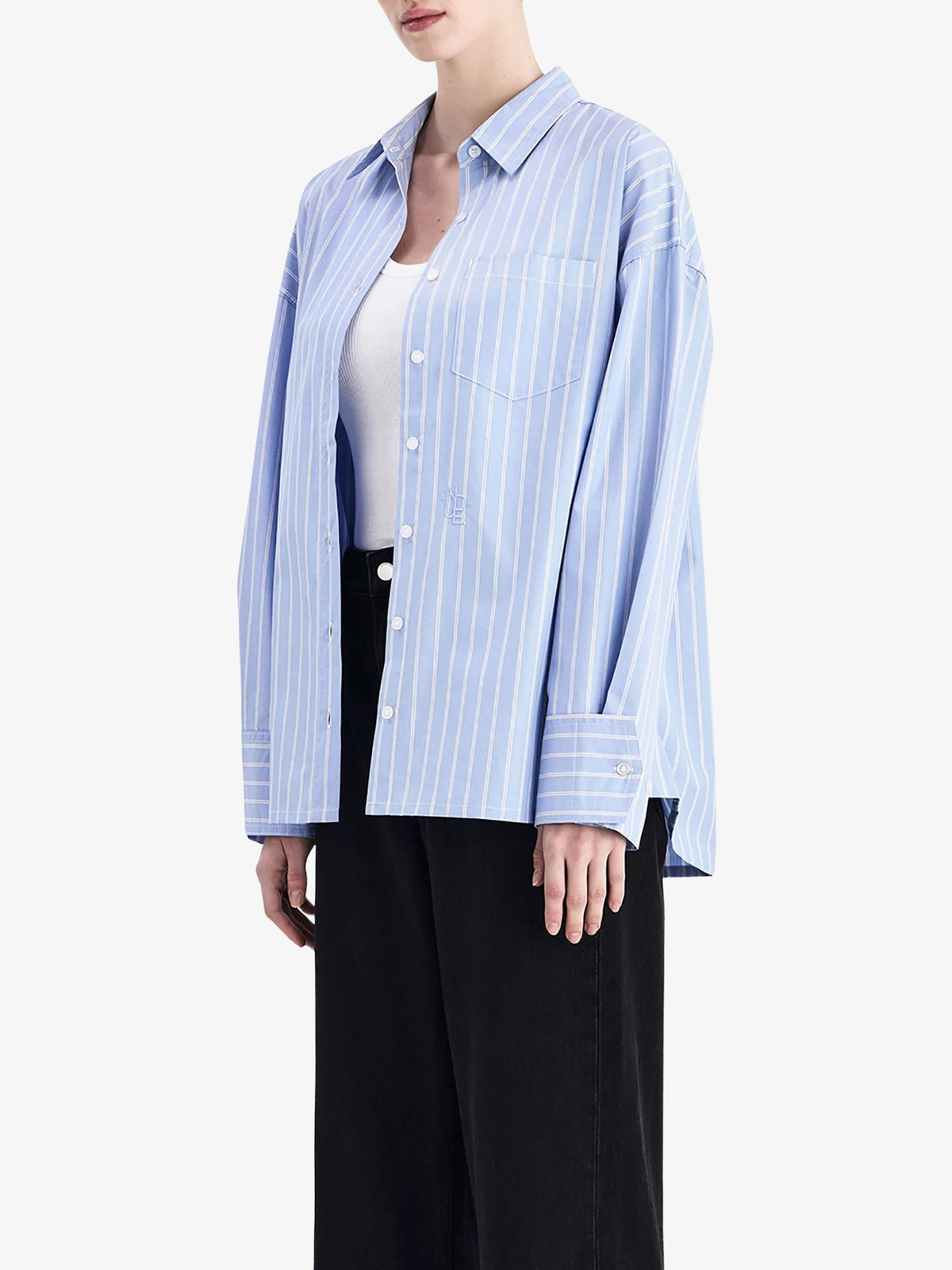 Nude Lucy Organic Poplin Shirt | Sky Stripe
