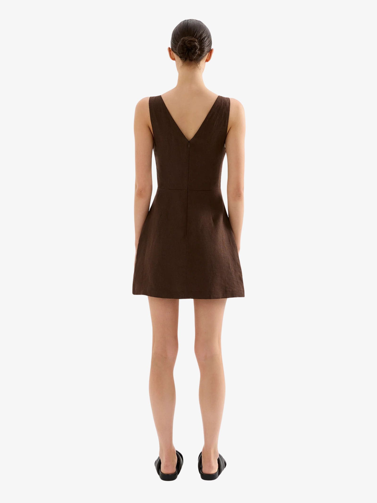 Nude Lucy Blair Linen Mini Dress | Chocolate