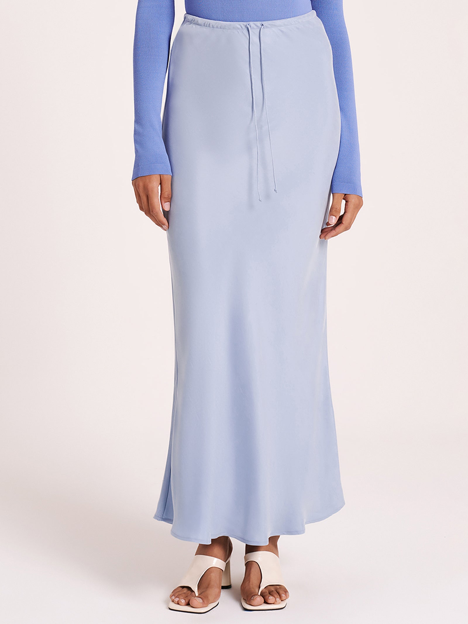 AFENDS Womens Grace - Cupro Maxi Skirt - Ether Blue