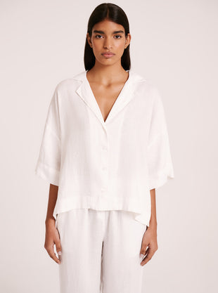 Linen Lounge Shirt in White