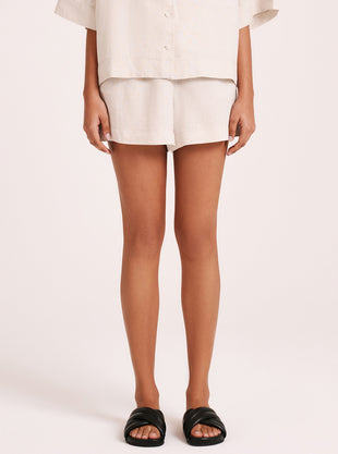 Linen Lounge Shorts in Natural