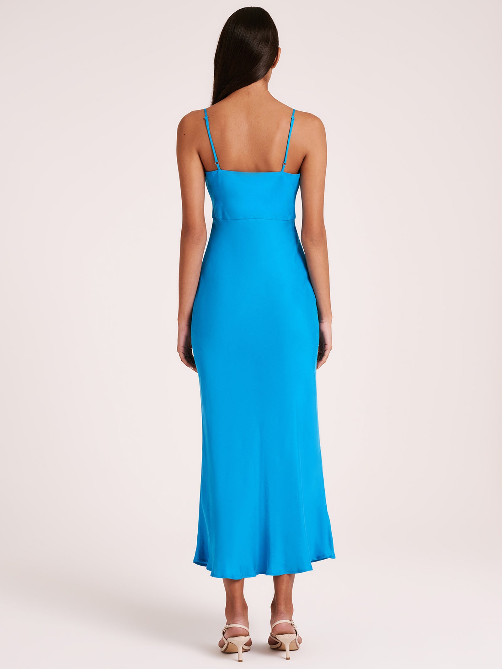 Lea Cupro Dress in Azure Blue