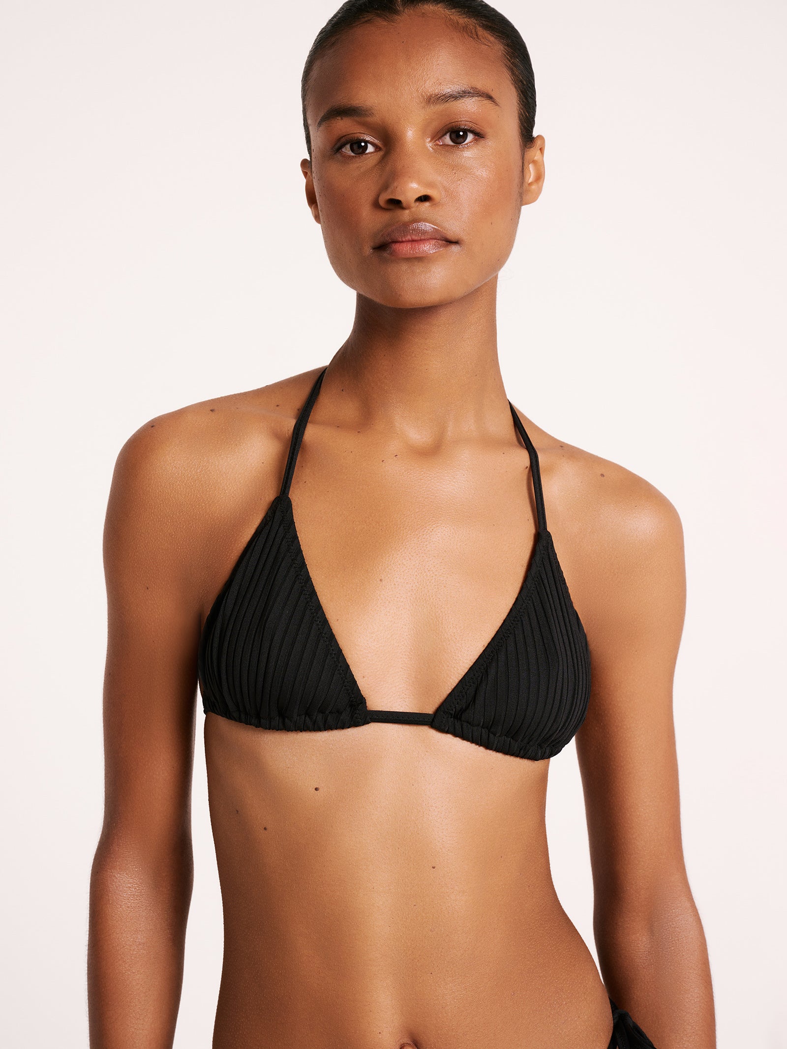 Nude Lucy Classic Triangle Bikini Top Black Glue Store