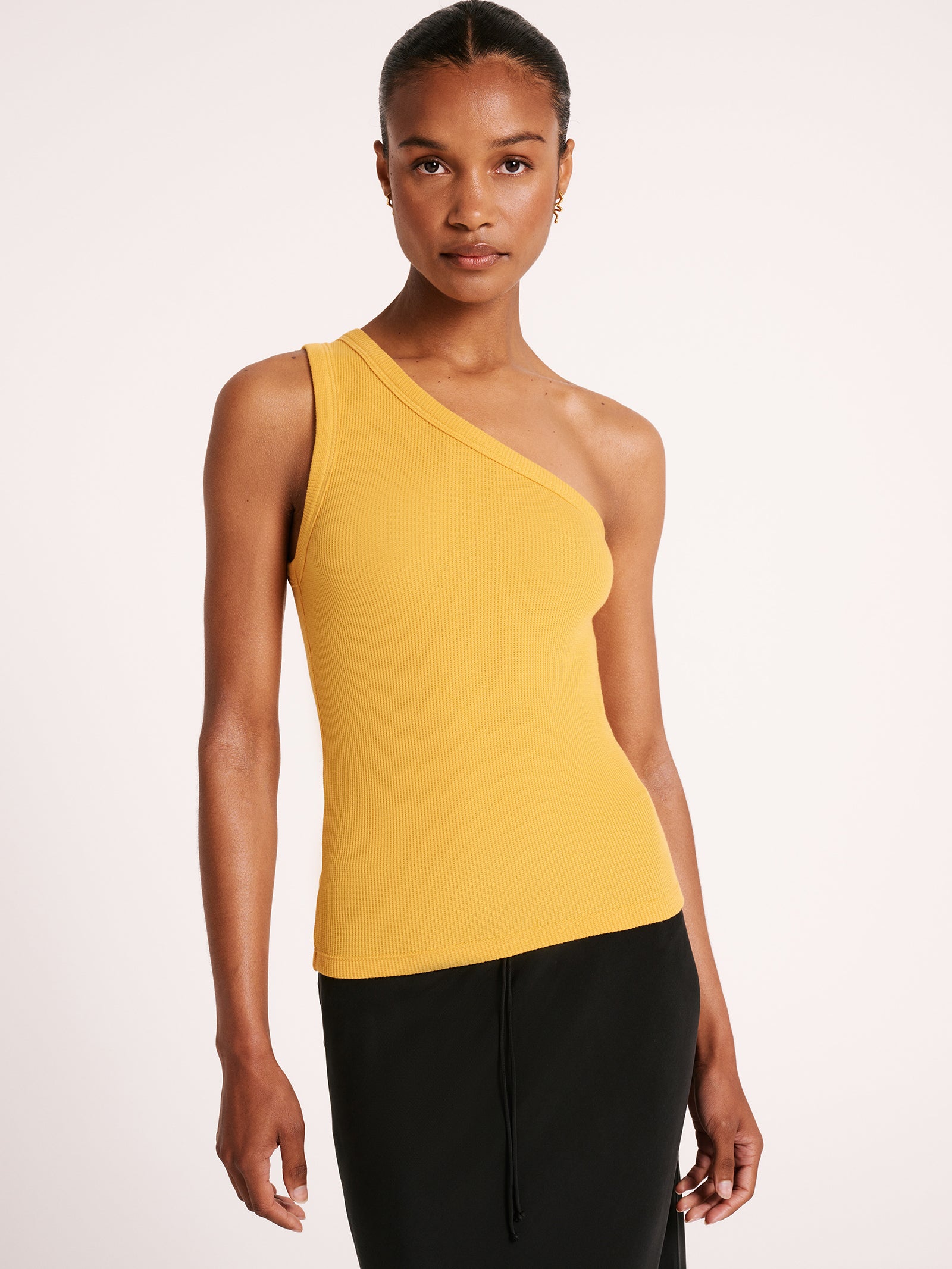 yellow one sleeve top