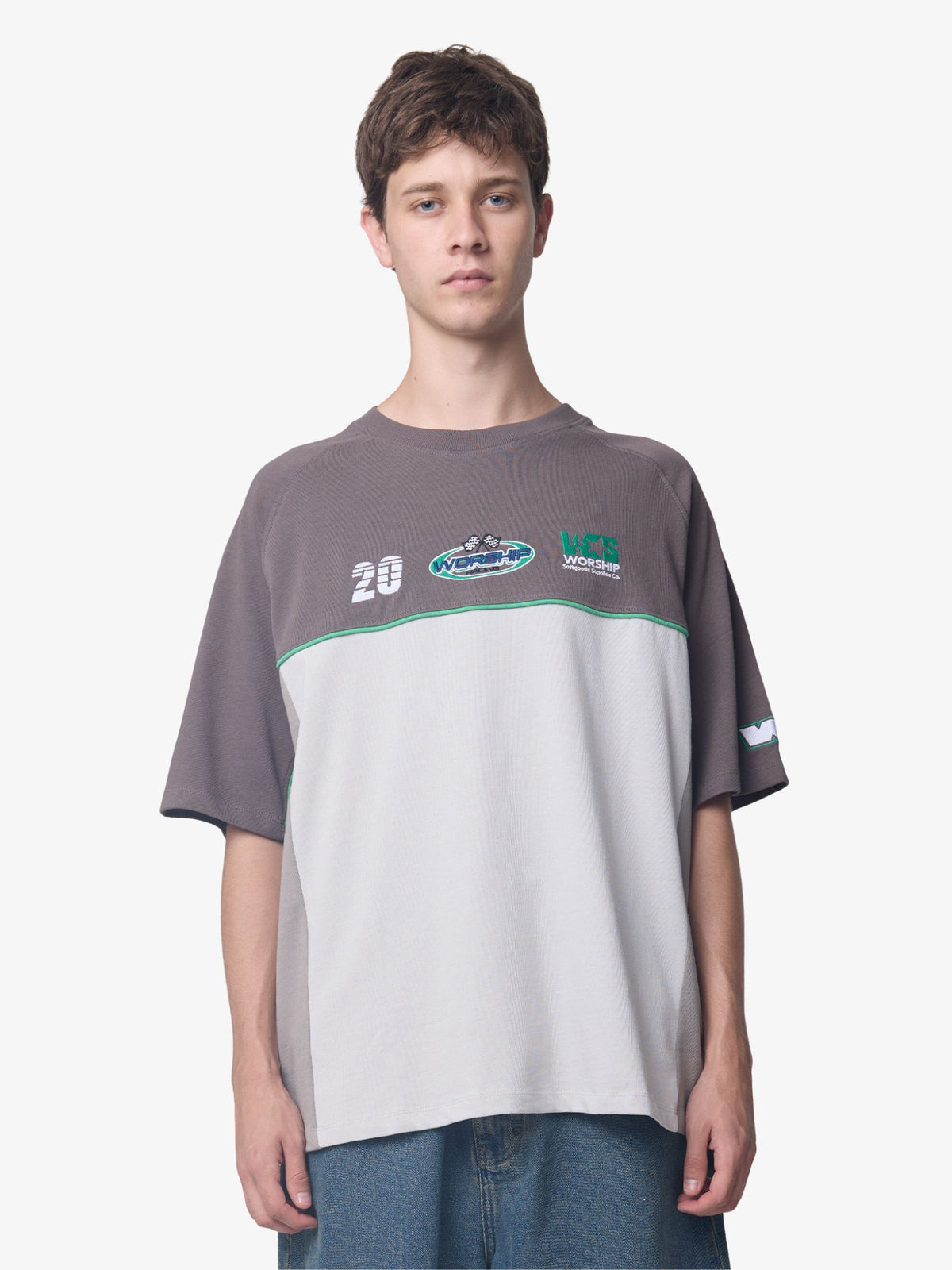 Worship Pit Crew Panel Oversize Raglan Tee | Worn Black