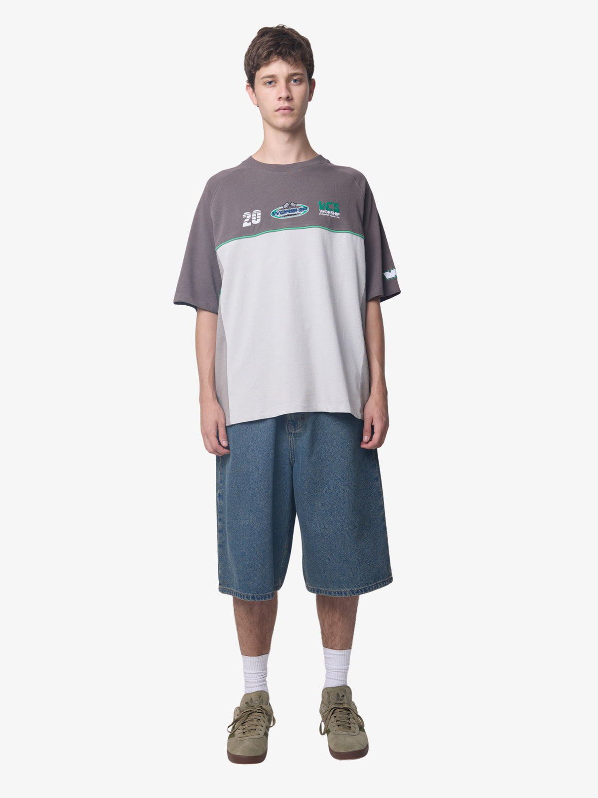 Worship Pit Crew Panel Oversize Raglan Tee | Worn Black