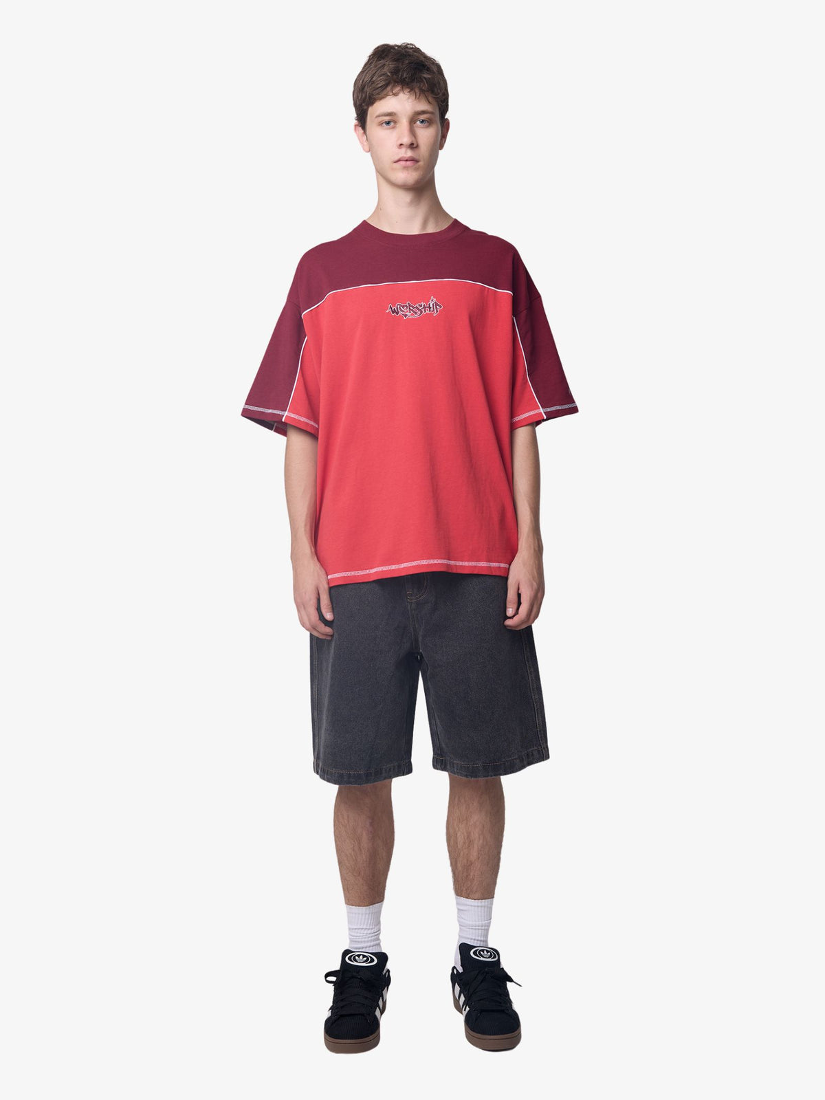 Worship Hot Gossip Oversize Panel Tee | Lucky Red