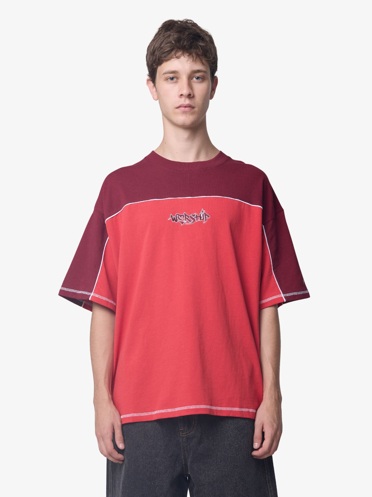 Worship Hot Gossip Oversize Panel Tee | Lucky Red