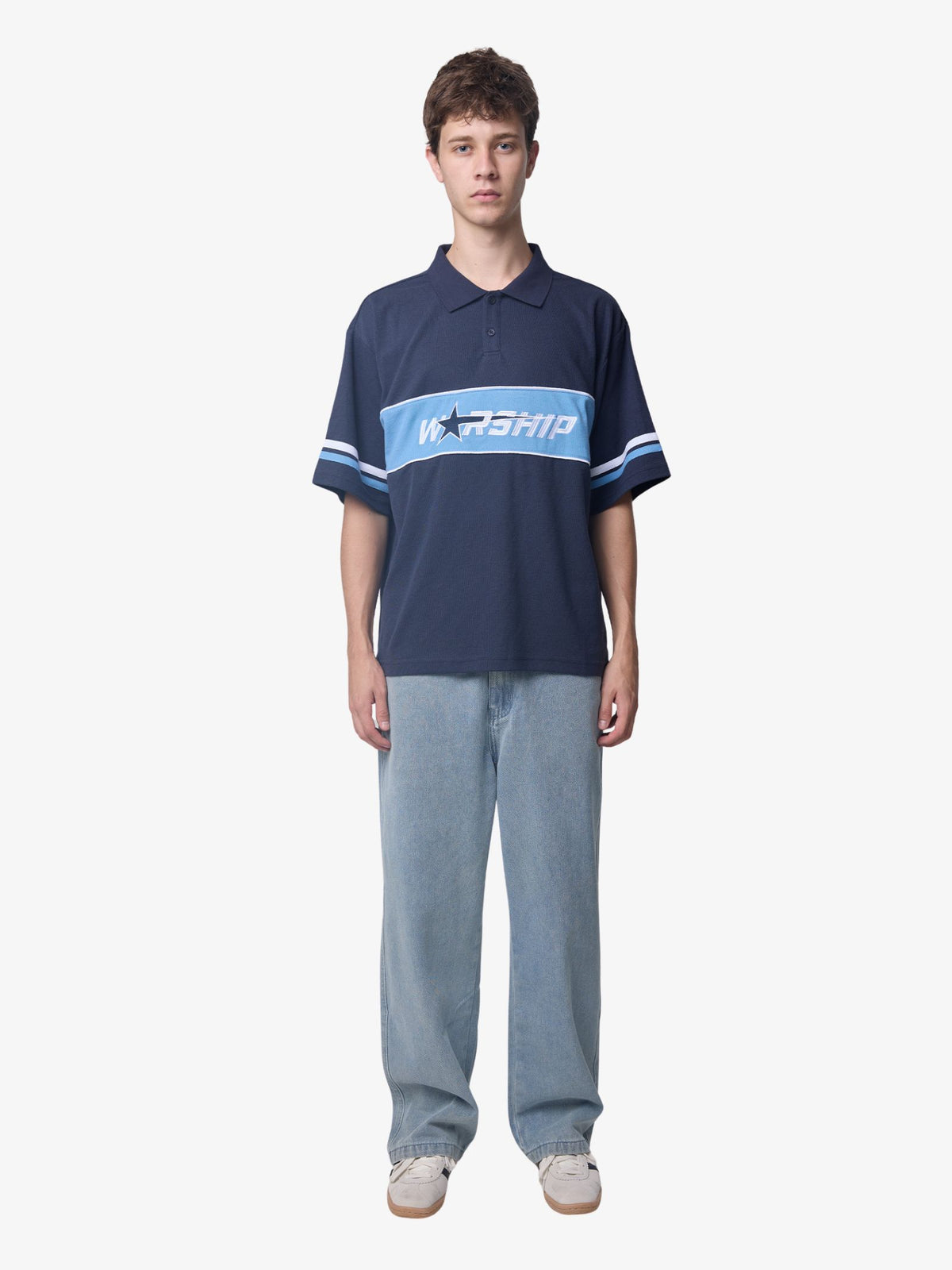 Worship Belter Golf Polo Shirt | Blue Depths