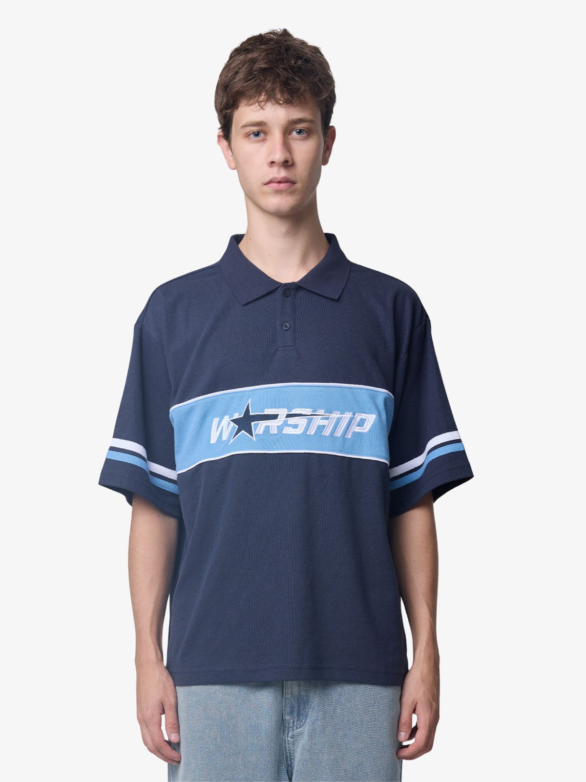 Worship Belter Golf Polo Shirt | Blue Depths
