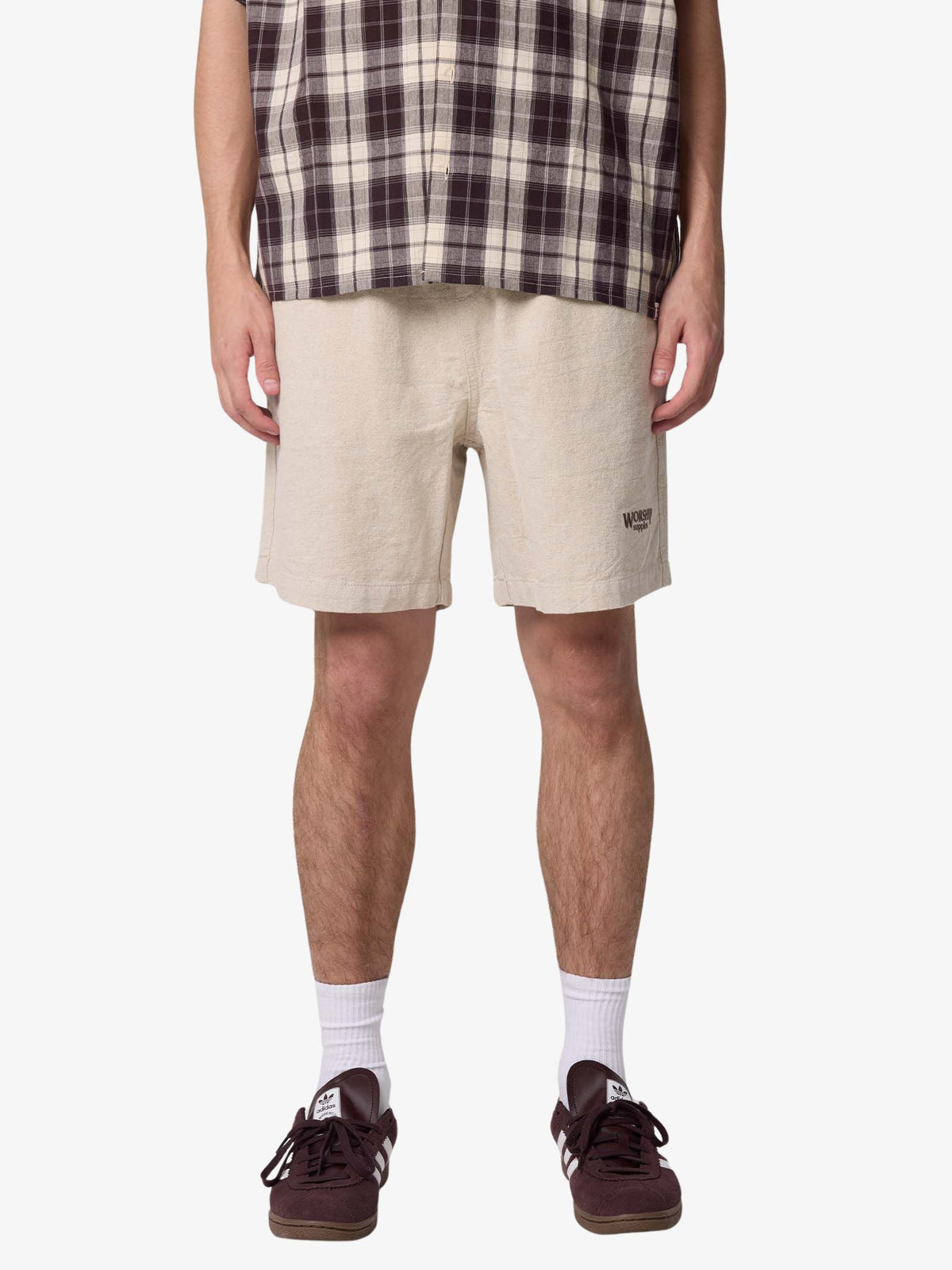 Worship Satisfaction Baggy Cotton Linen Shorts | Oatmeal