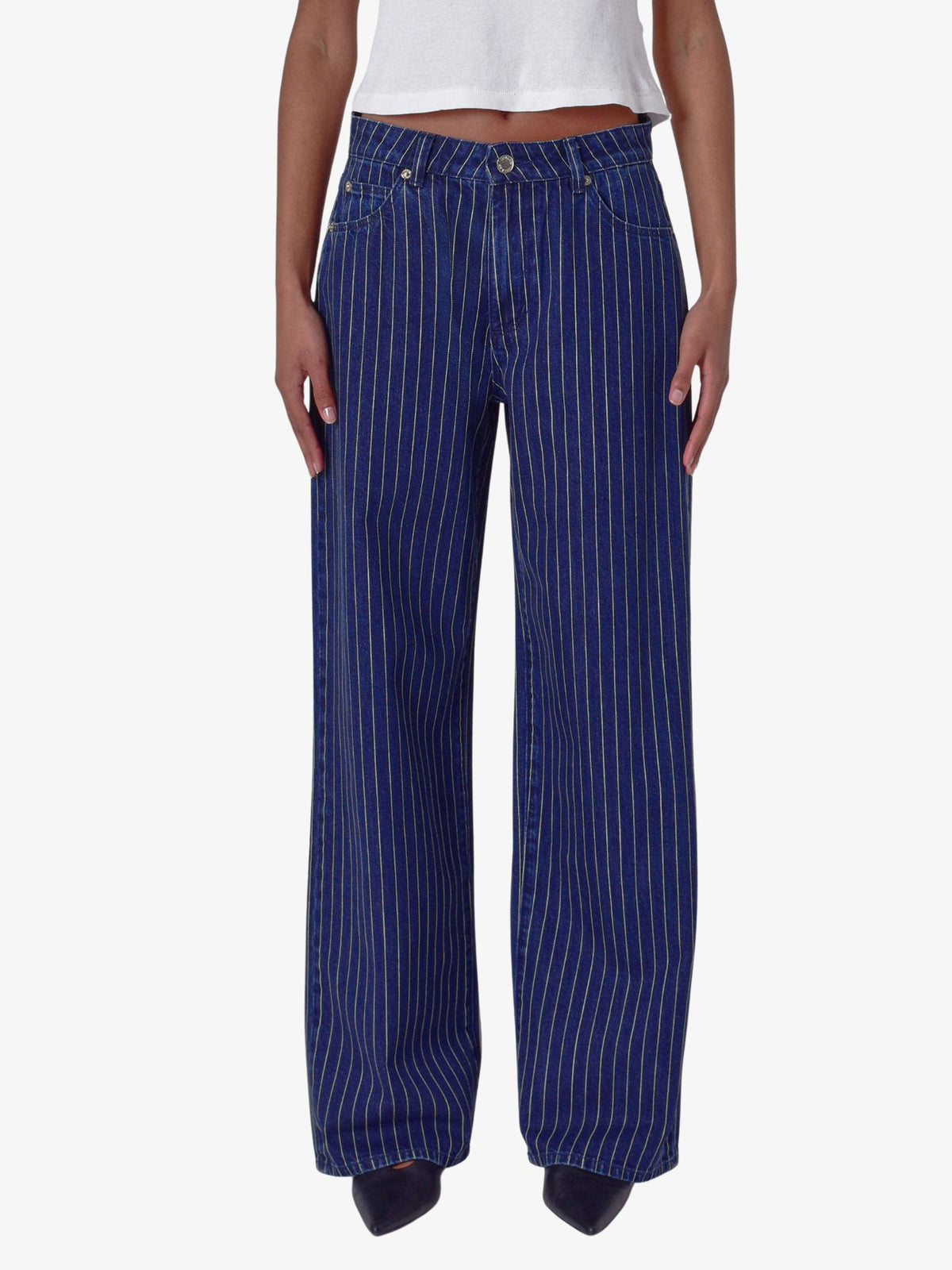 Rollas Kate Baggy Jeans | Indigo Stripe