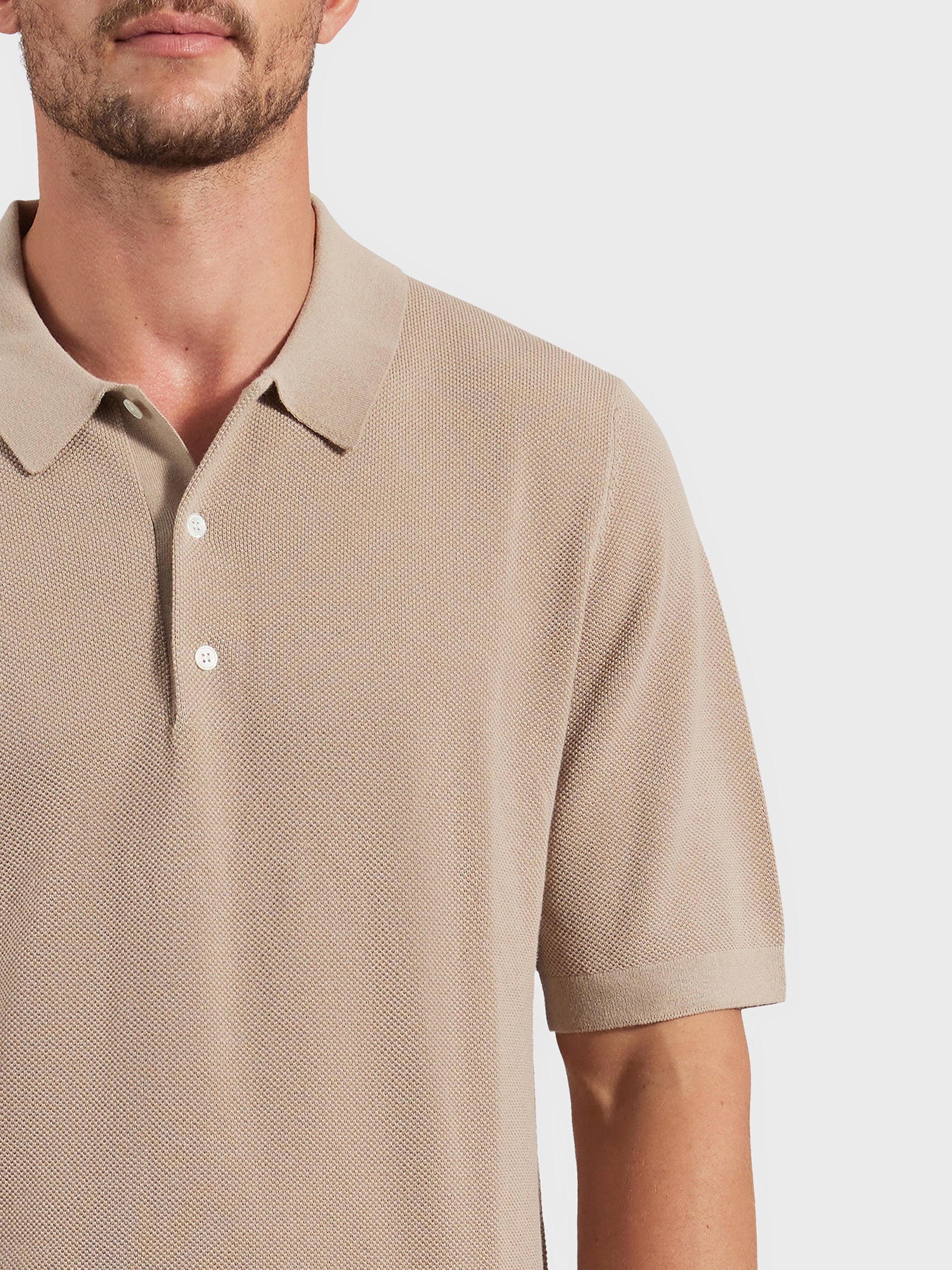 Academy Brand Riley Knit Polo Warm Sand | Glue Store