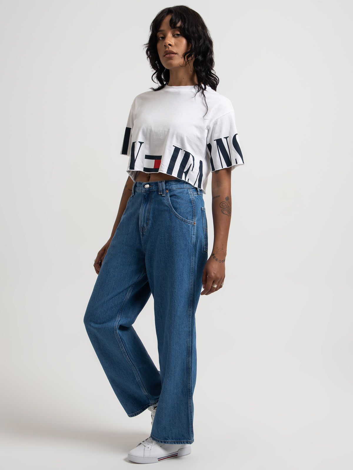 Oversized Crop Archive T-Shirt in White