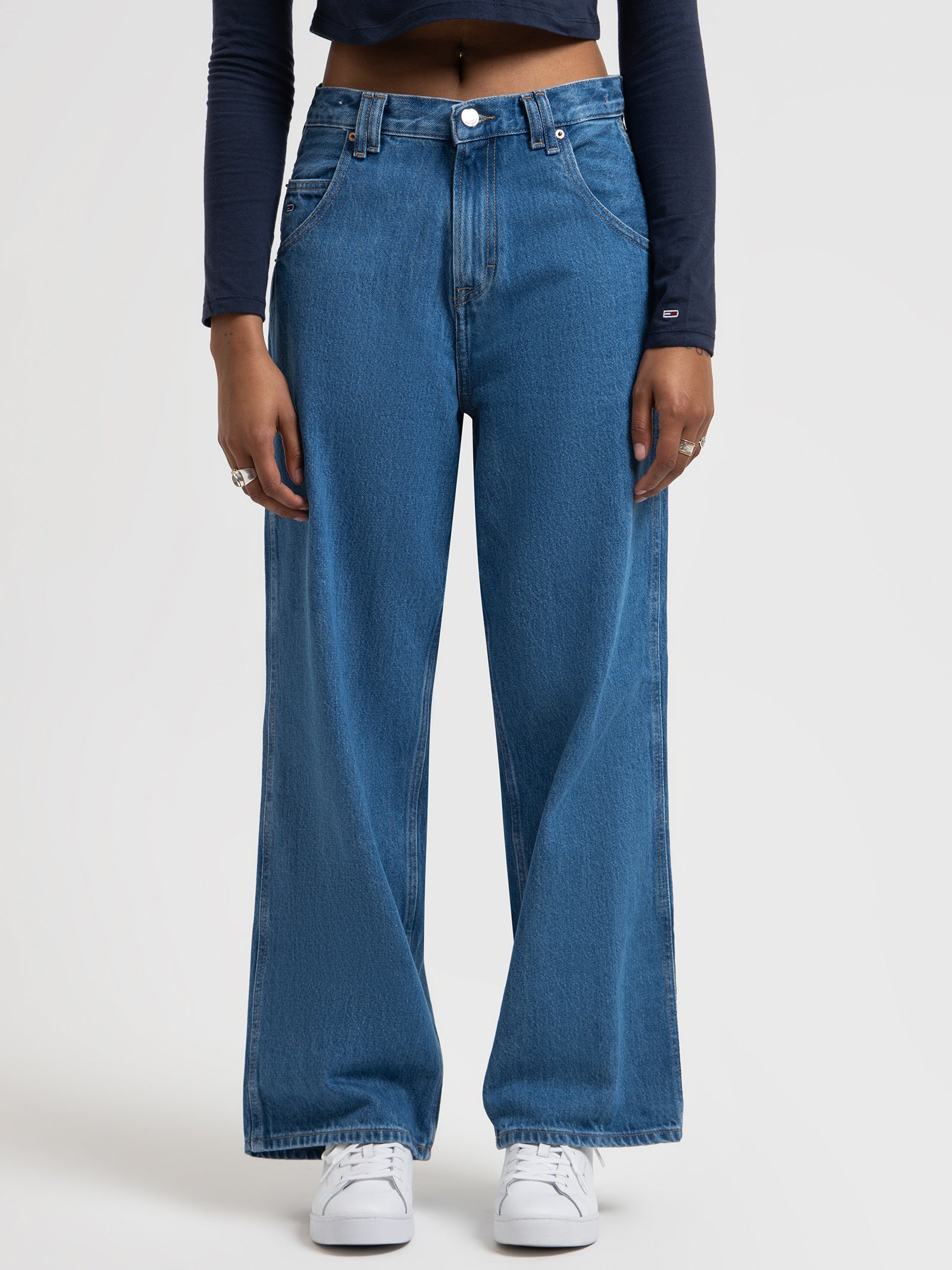 Daisy Low Rise Baggy Jeans in Denim - Glue Store