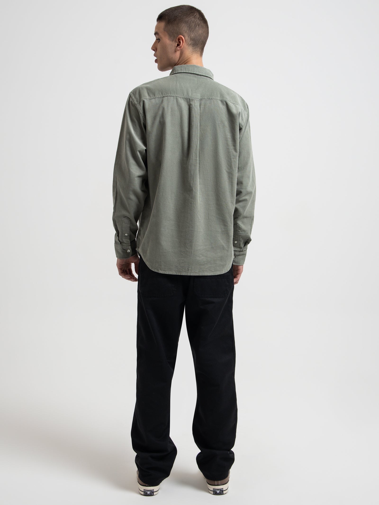 Long Sleeve Madison Fine Cord Shirt in Yucca & White - Glue Store