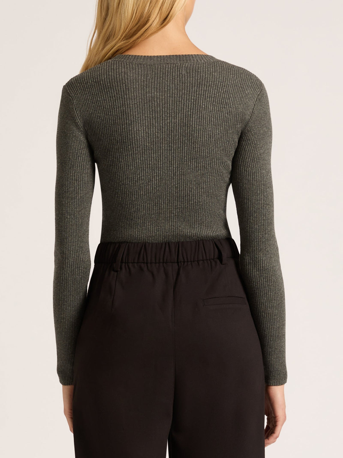 Nude Lucy Classic Long Sleeve Knit | Charcoal