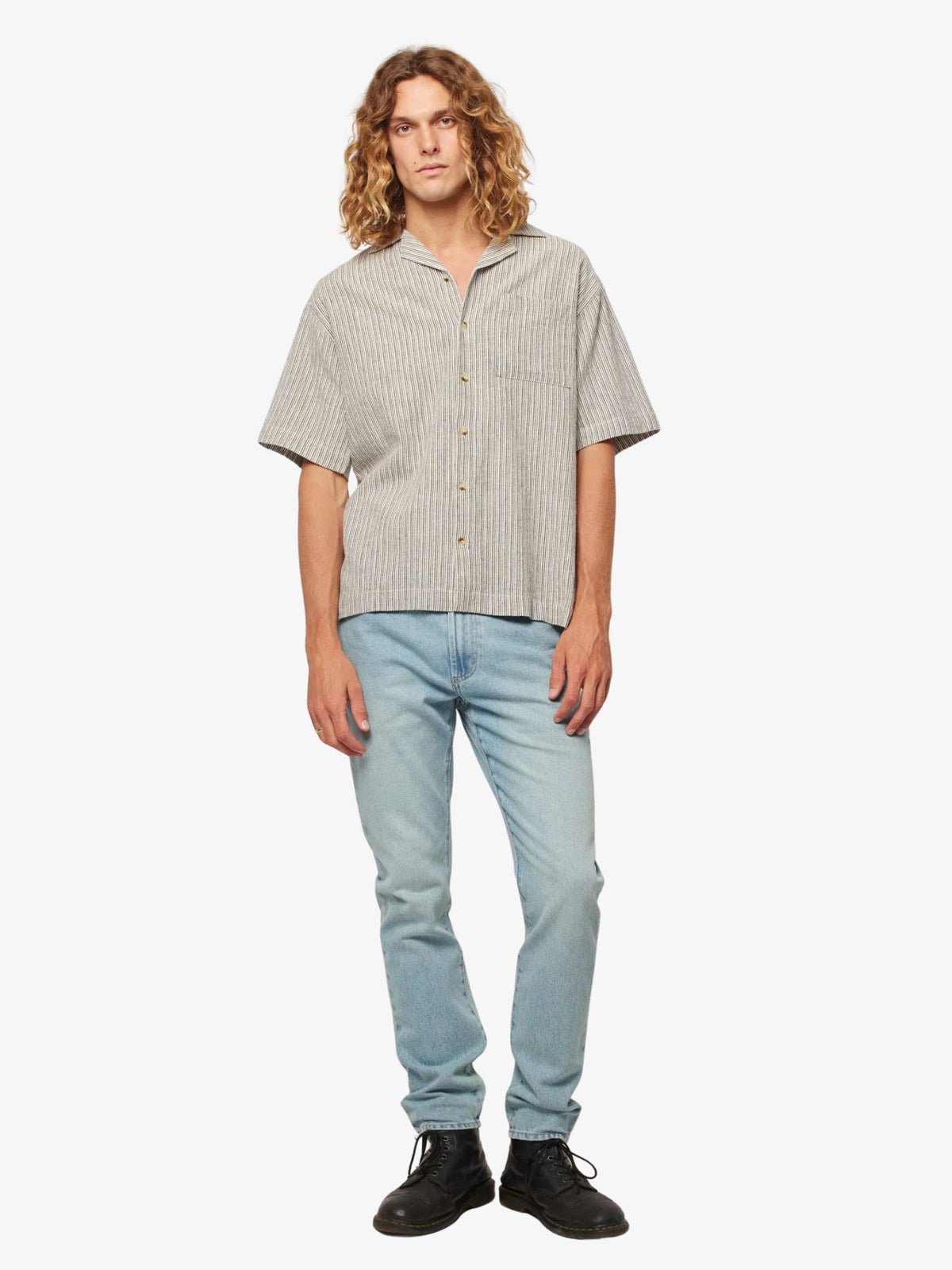 Rollas Earth Stripe Bowler Shirt | Black Stripe