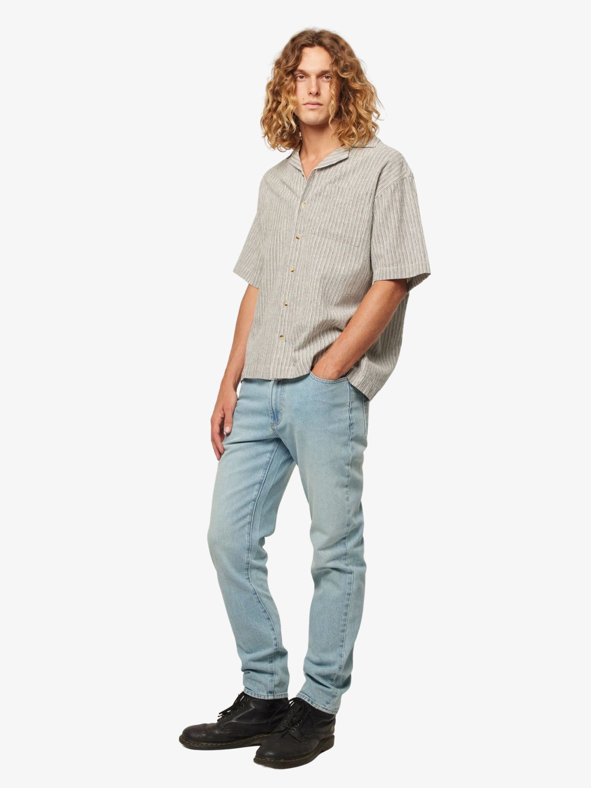 Rollas Earth Stripe Bowler Shirt | Black Stripe