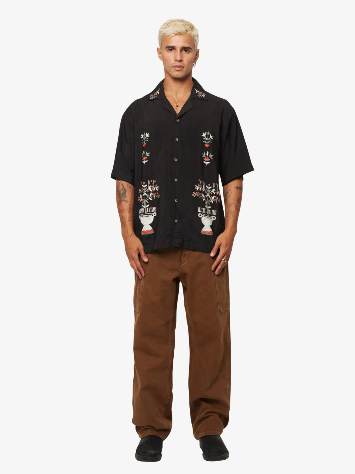 Rollas Night Garden Bowler Shirt | Black