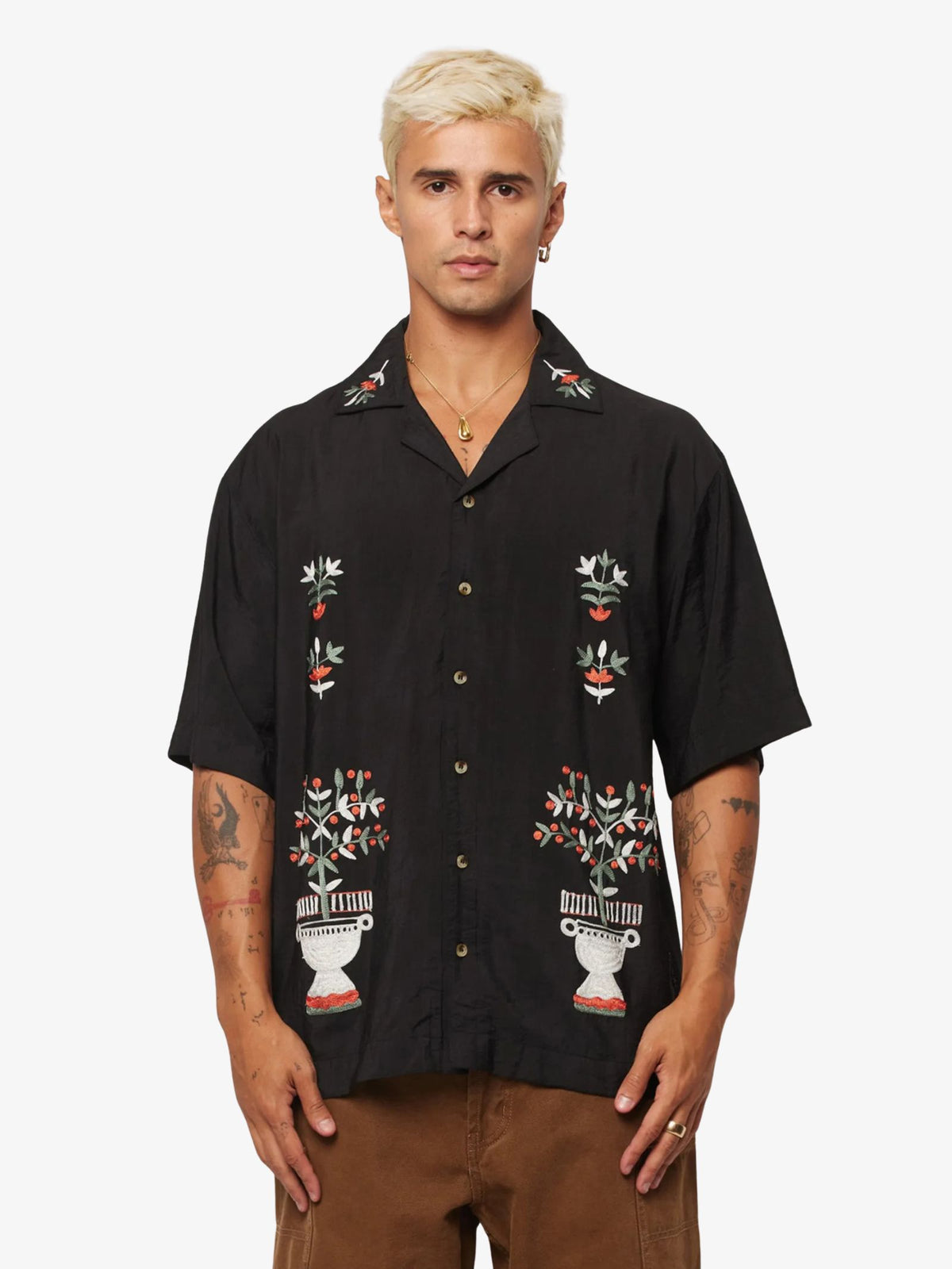 Rollas Night Garden Bowler Shirt | Black