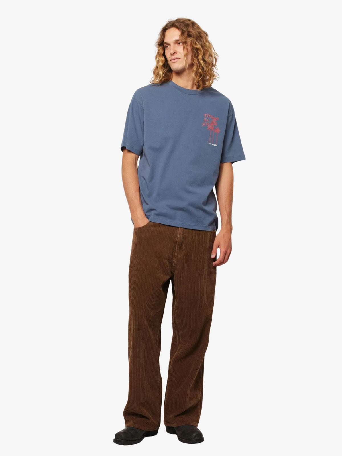 Rollas Ezy Sunbather Tee | Washed Blue