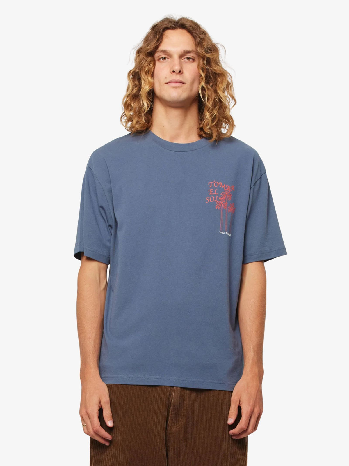 Rollas Ezy Sunbather Tee | Washed Blue