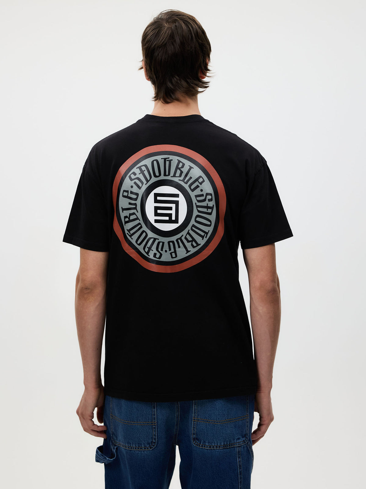 S-Double Tack Dot SS Tee | WASHED BLACK