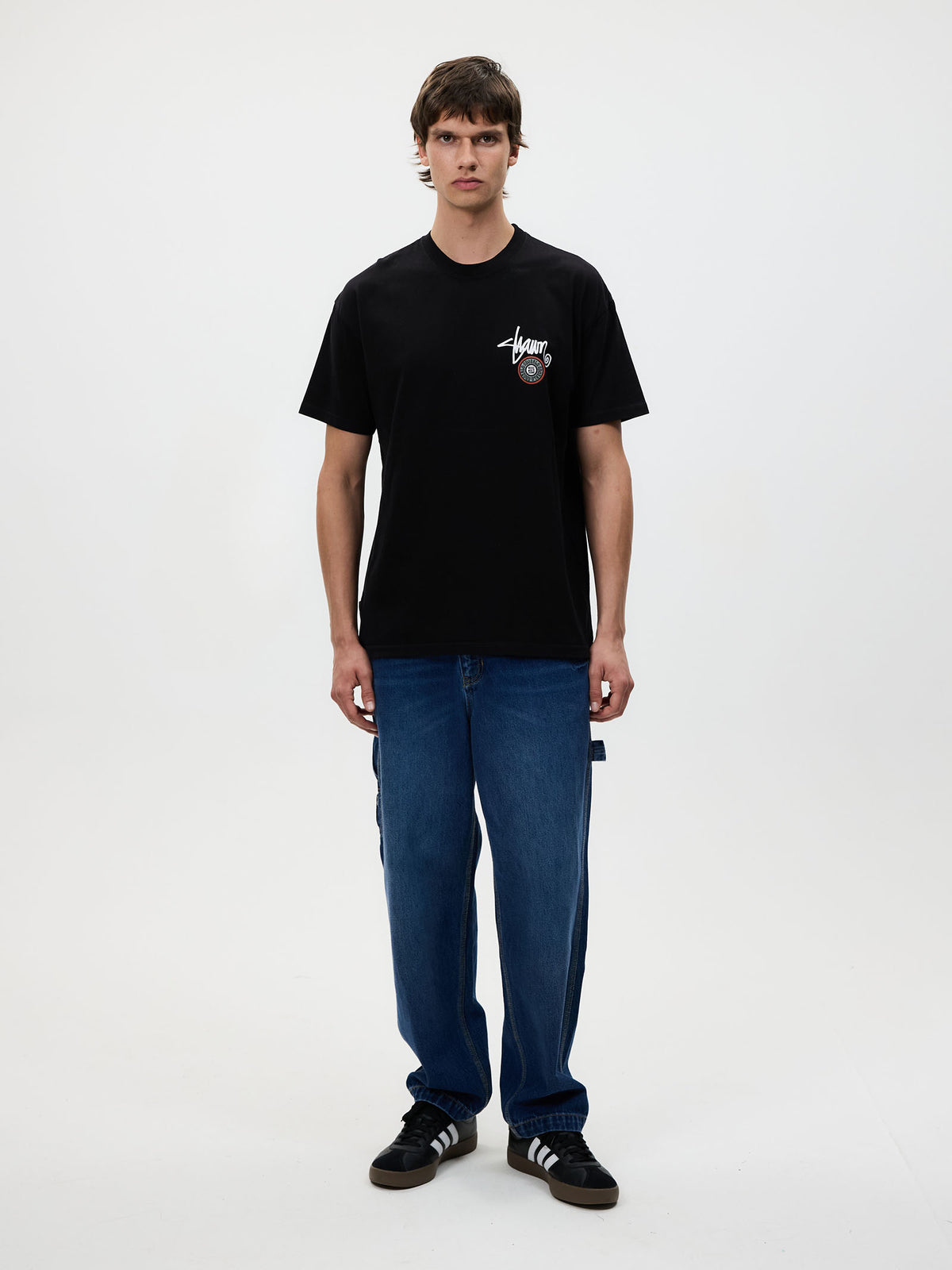 S-Double Tack Dot SS Tee | WASHED BLACK