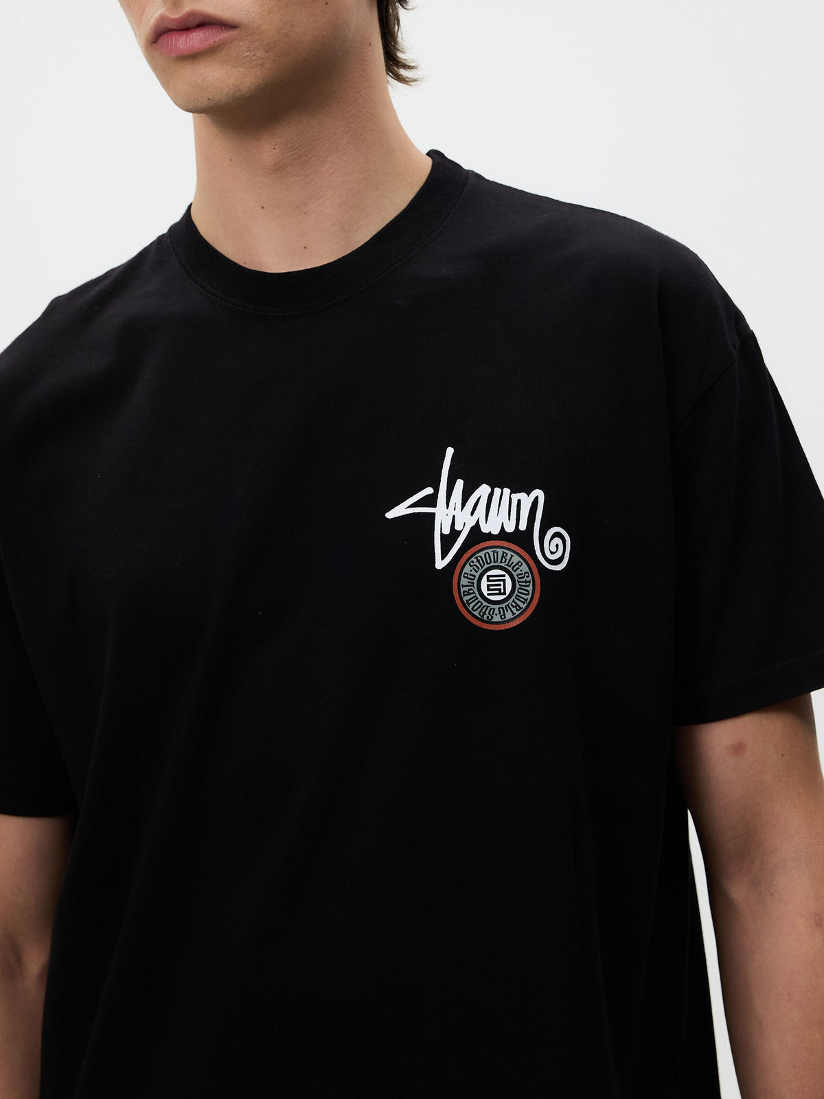 S-Double Tack Dot SS Tee | WASHED BLACK