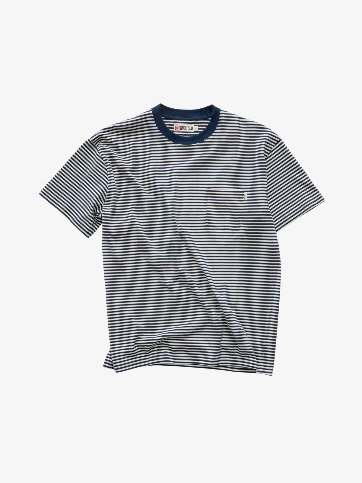 S-Double Stripe Pocket T-Shirt | Navy/Natural