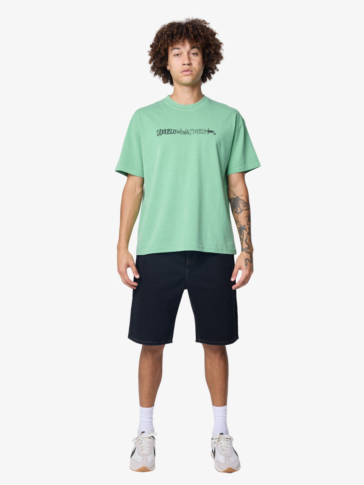 S-Double Script Stack Tee | Pigment Green