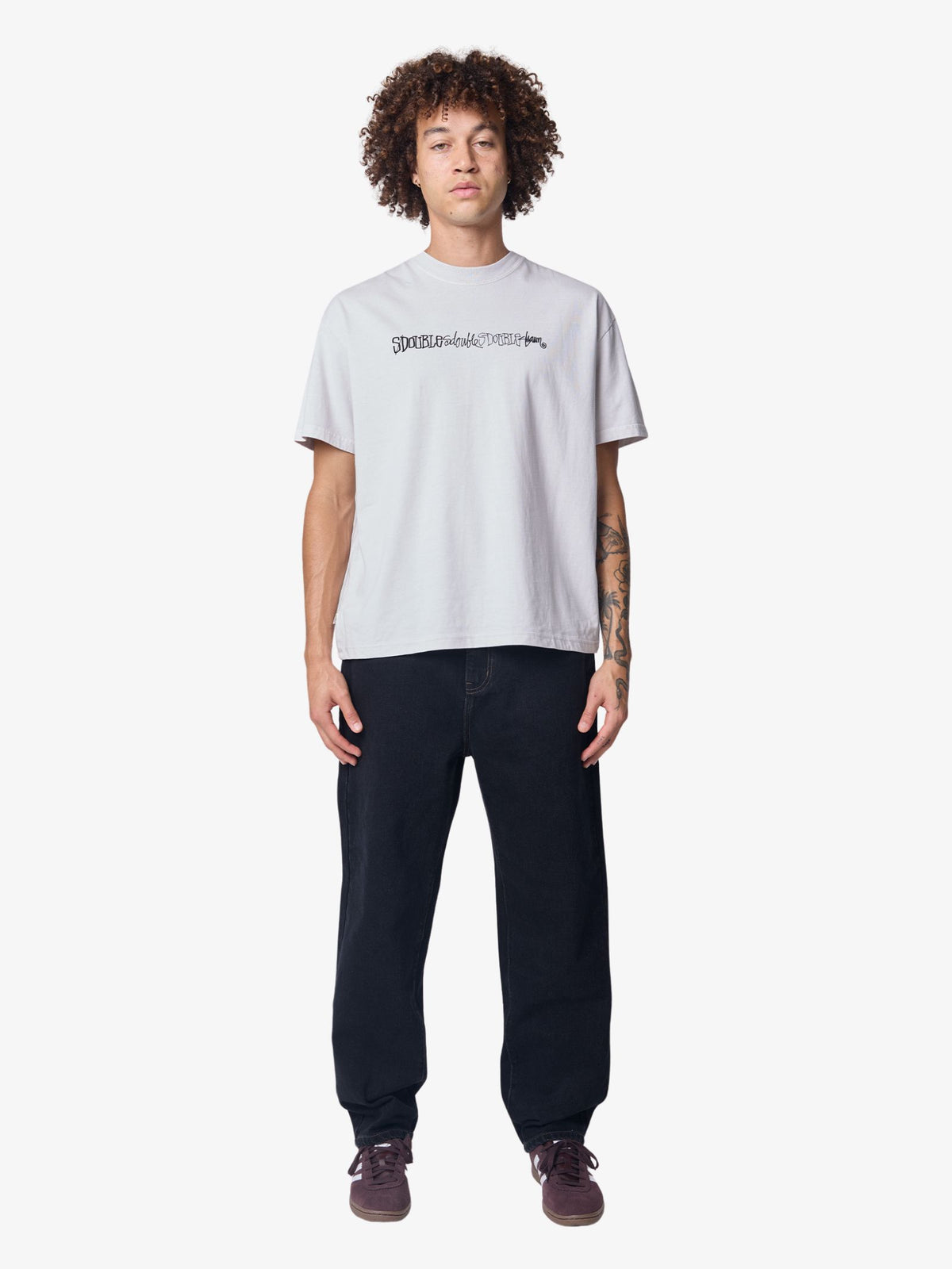 S-Double Script Stack Tee | Pigment Silver