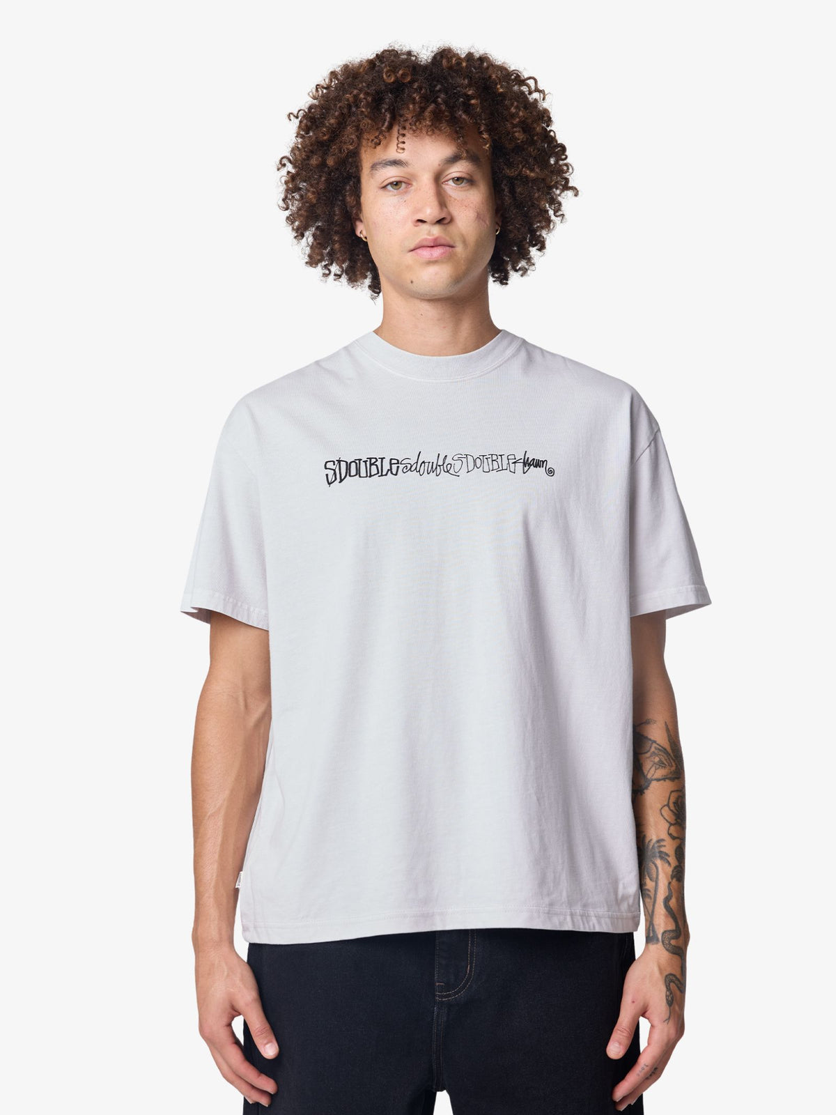 S-Double Script Stack Tee | Pigment Silver
