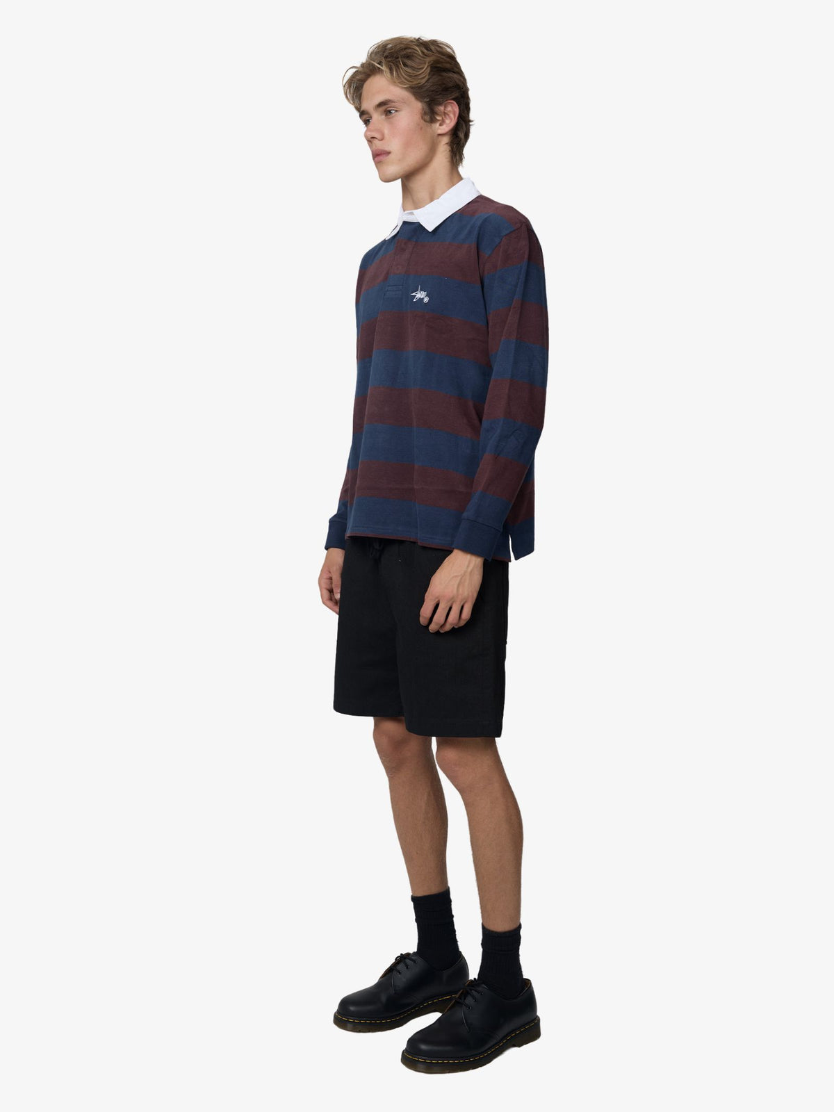 S-Double By Shawn Stussy Rugby Jersey | Navy/Bordeaux
