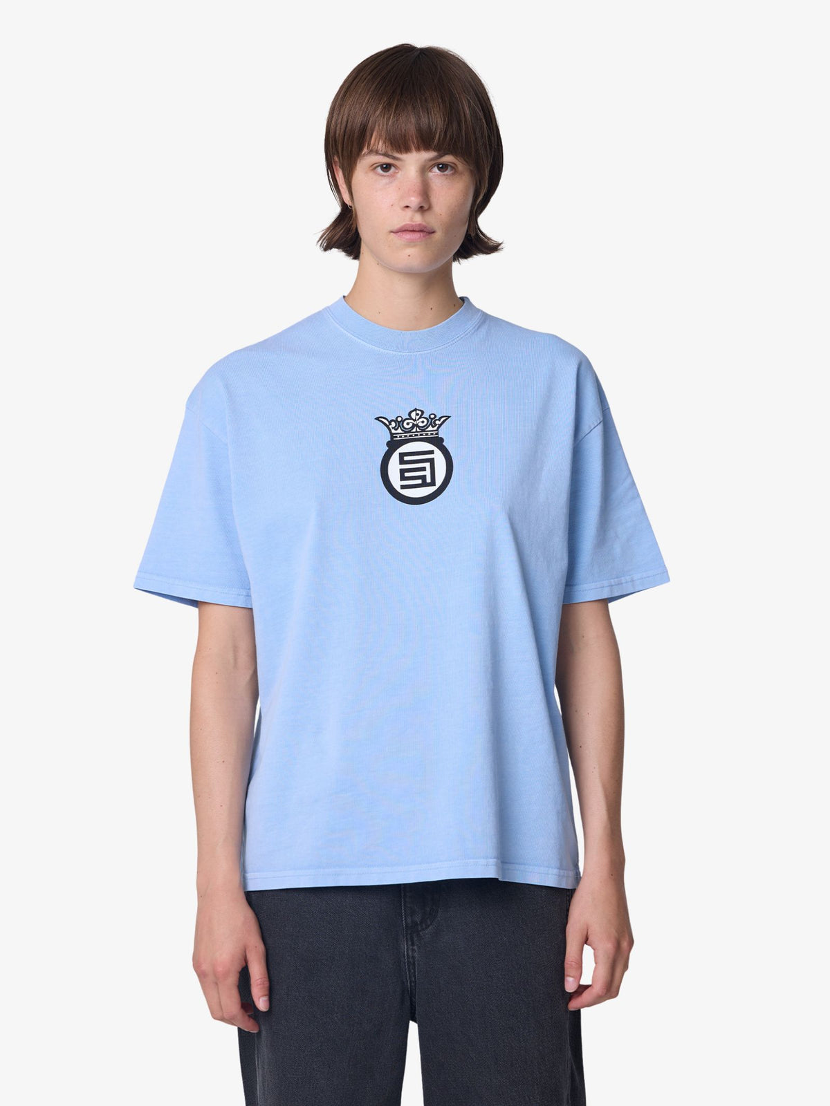 S-Double Crown Dot Ss Tee | PIGMENTWASH BLU