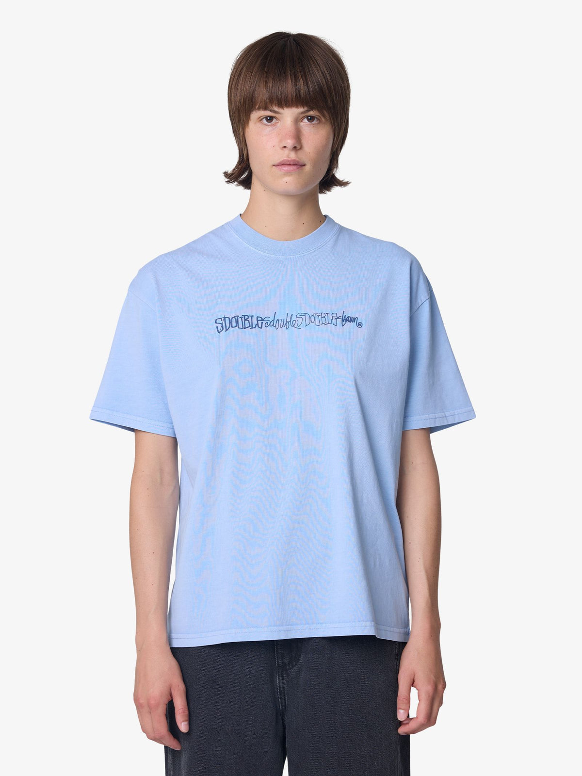 S-Double Script Stack Tee | PIGMENTWASH BLU