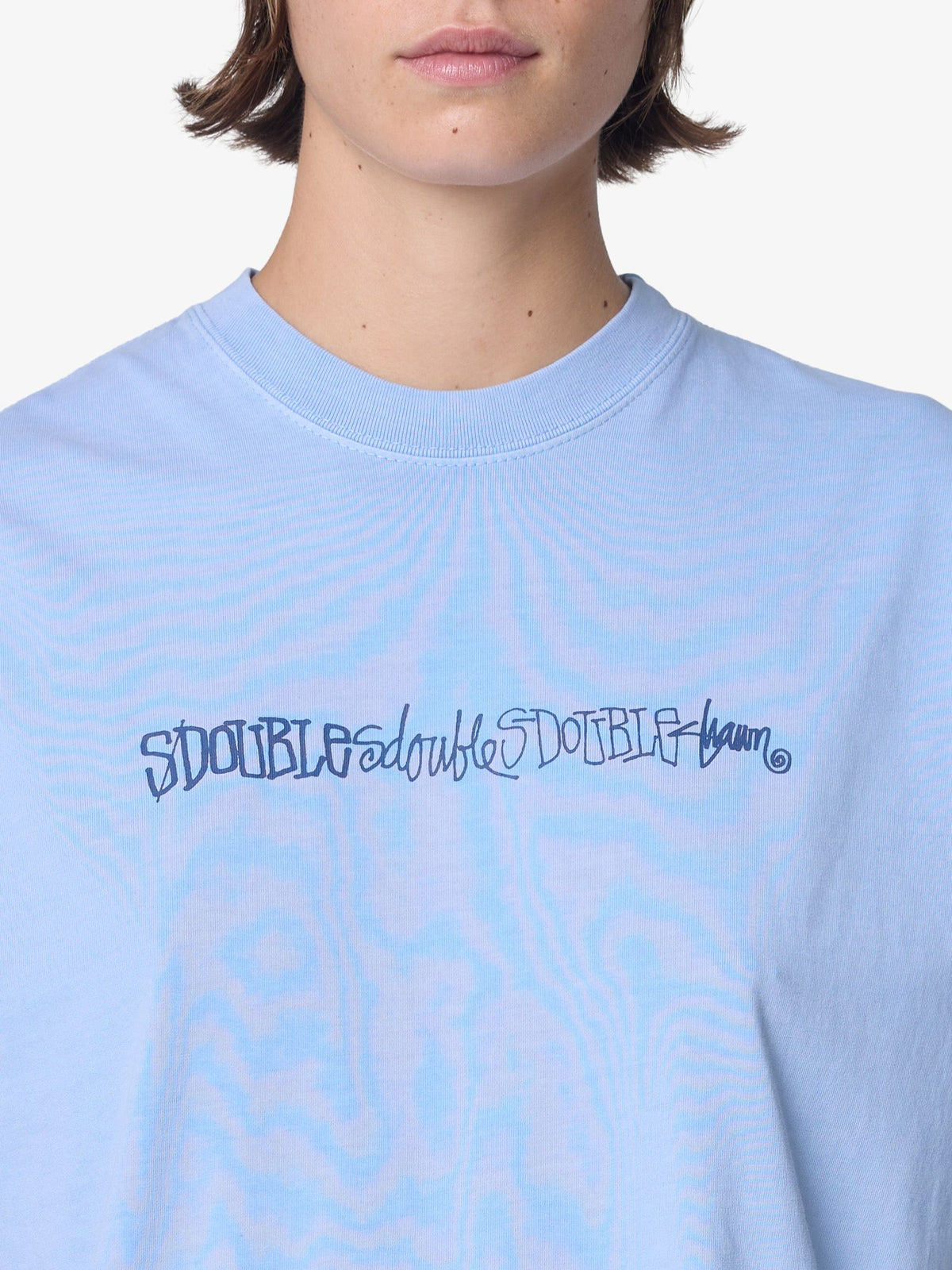S-Double Script Stack Tee | PIGMENTWASH BLU