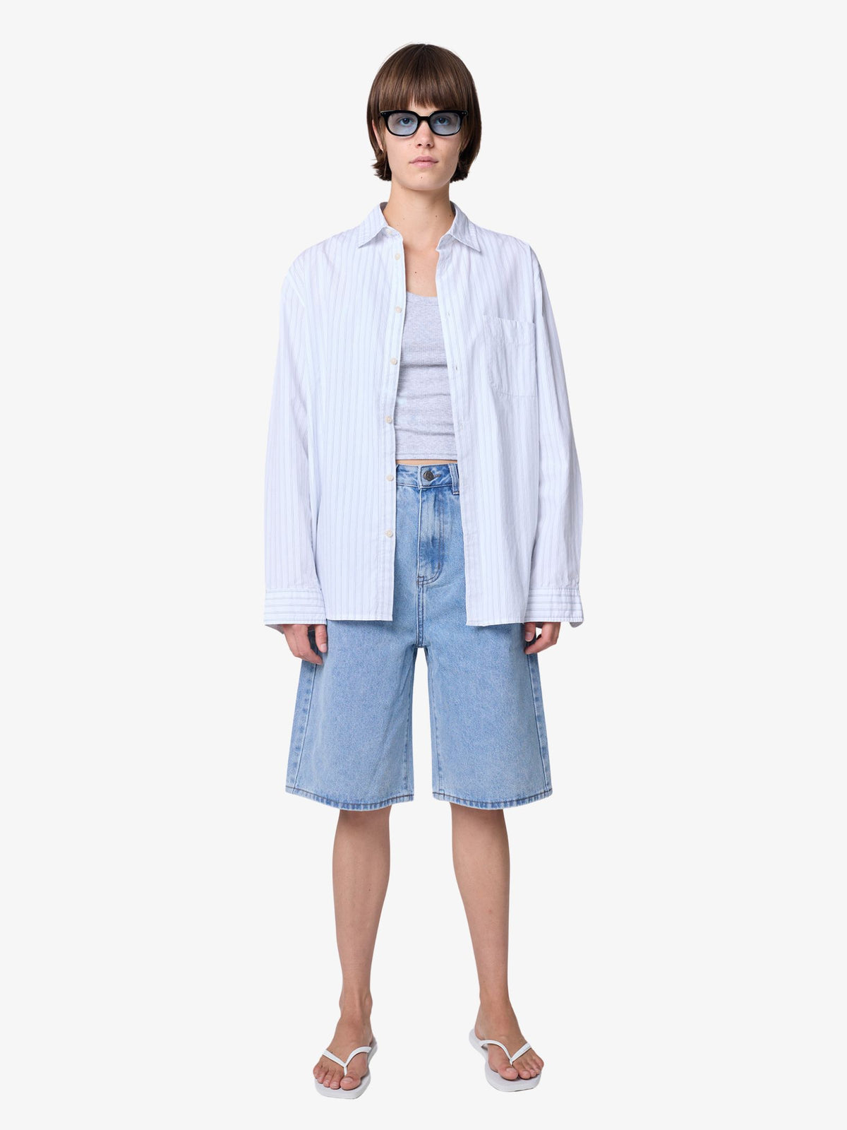 S-Double Denim Standard Shorts | LIGHT BLUE