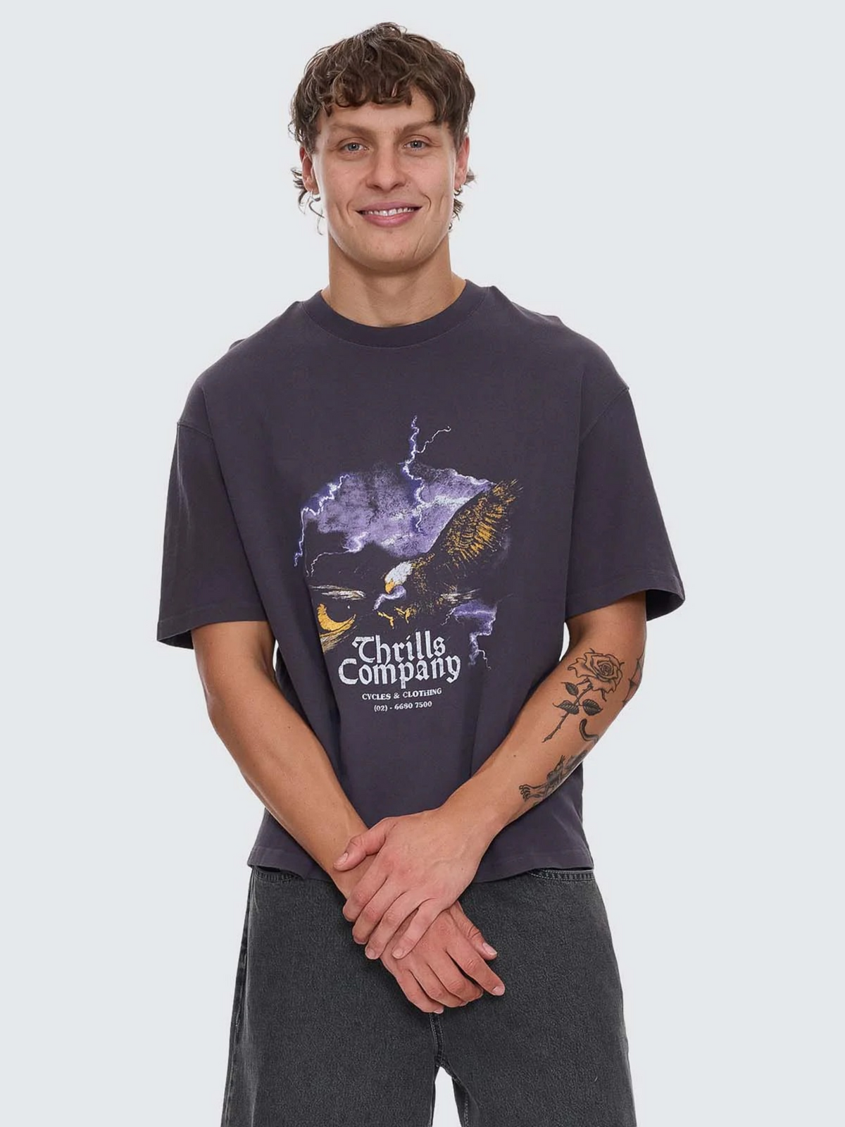 Thrills Risk Box Fit Oversize Short Tee | Dark Charcoal
