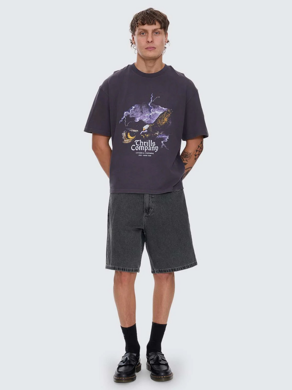 Thrills Risk Box Fit Oversize Short Tee | Dark Charcoal