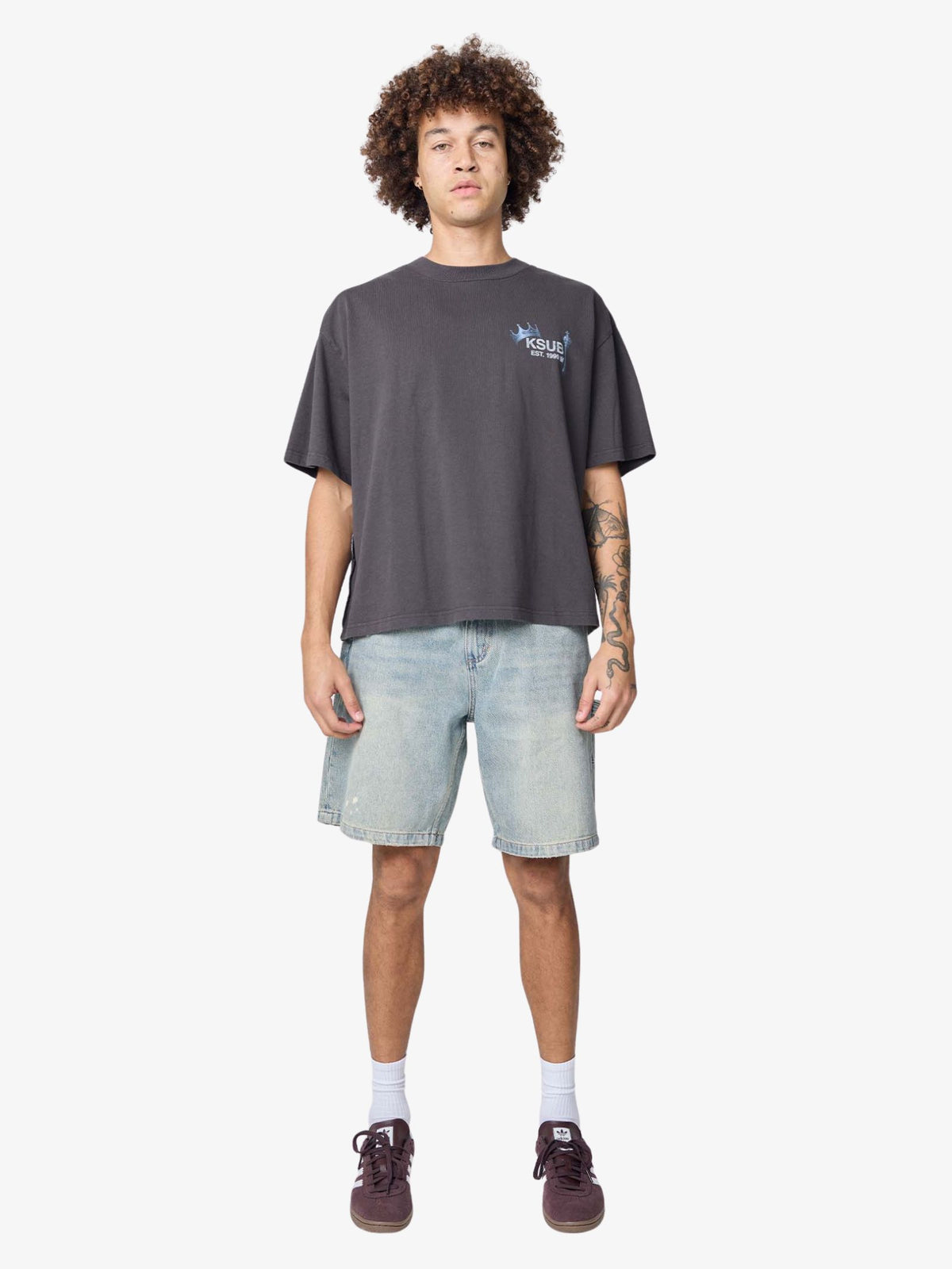 Thrills Mid Slacker Denim Shorts | Light Dirty Stone