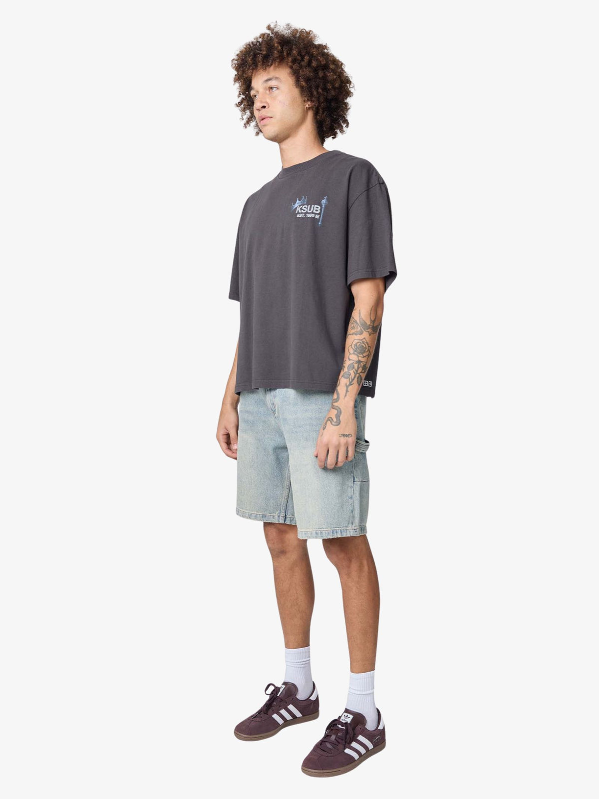 Thrills Mid Slacker Denim Shorts | Light Dirty Stone