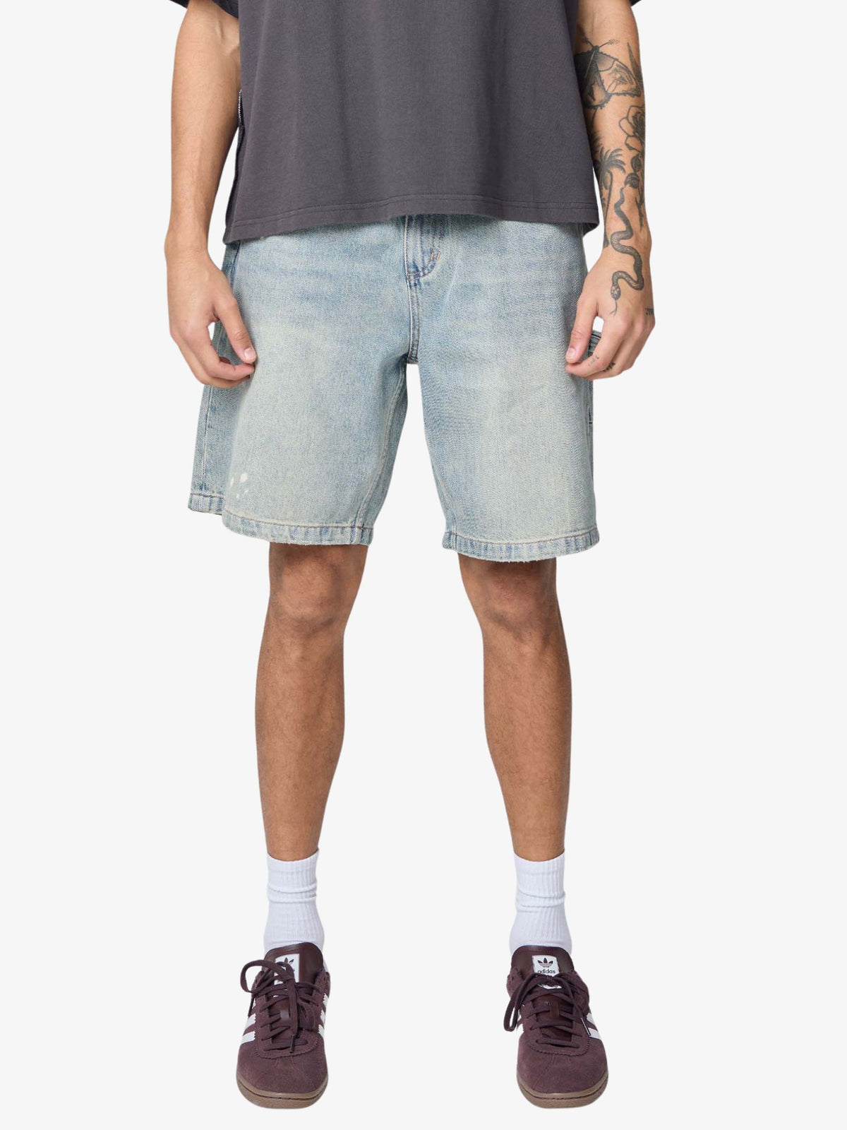Thrills Mid Slacker Denim Shorts | Light Dirty Stone