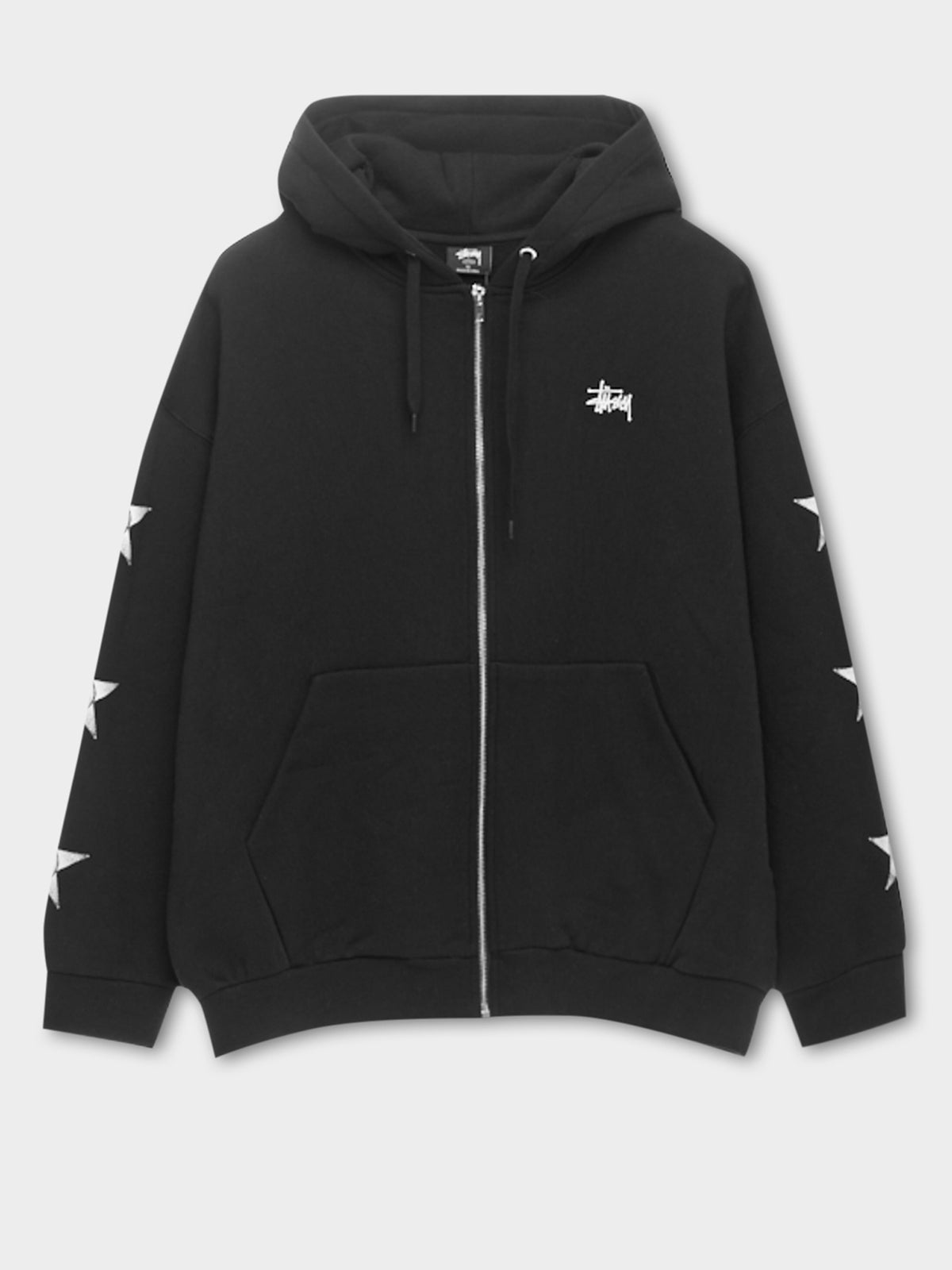 Stussy Stars Zip-Thru Hood | Black