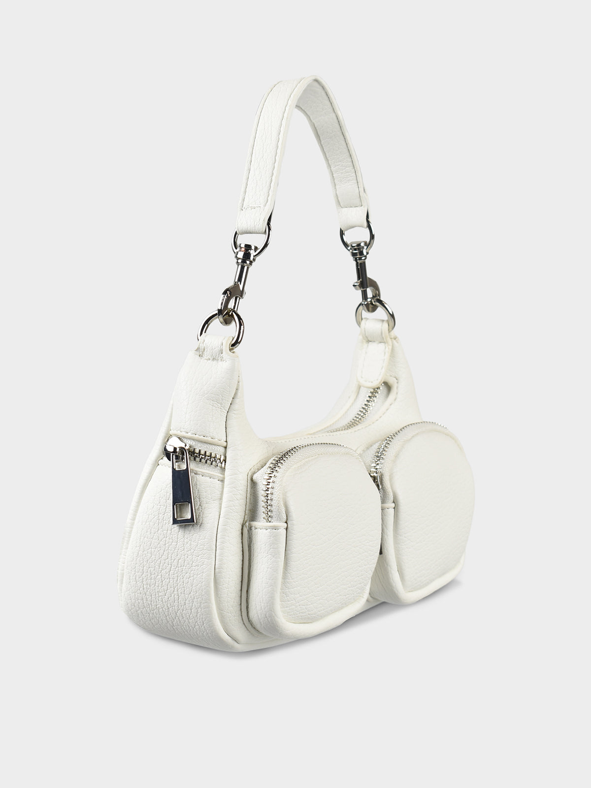 Scheana Pebble Shoulder Bag in White &amp; Gold