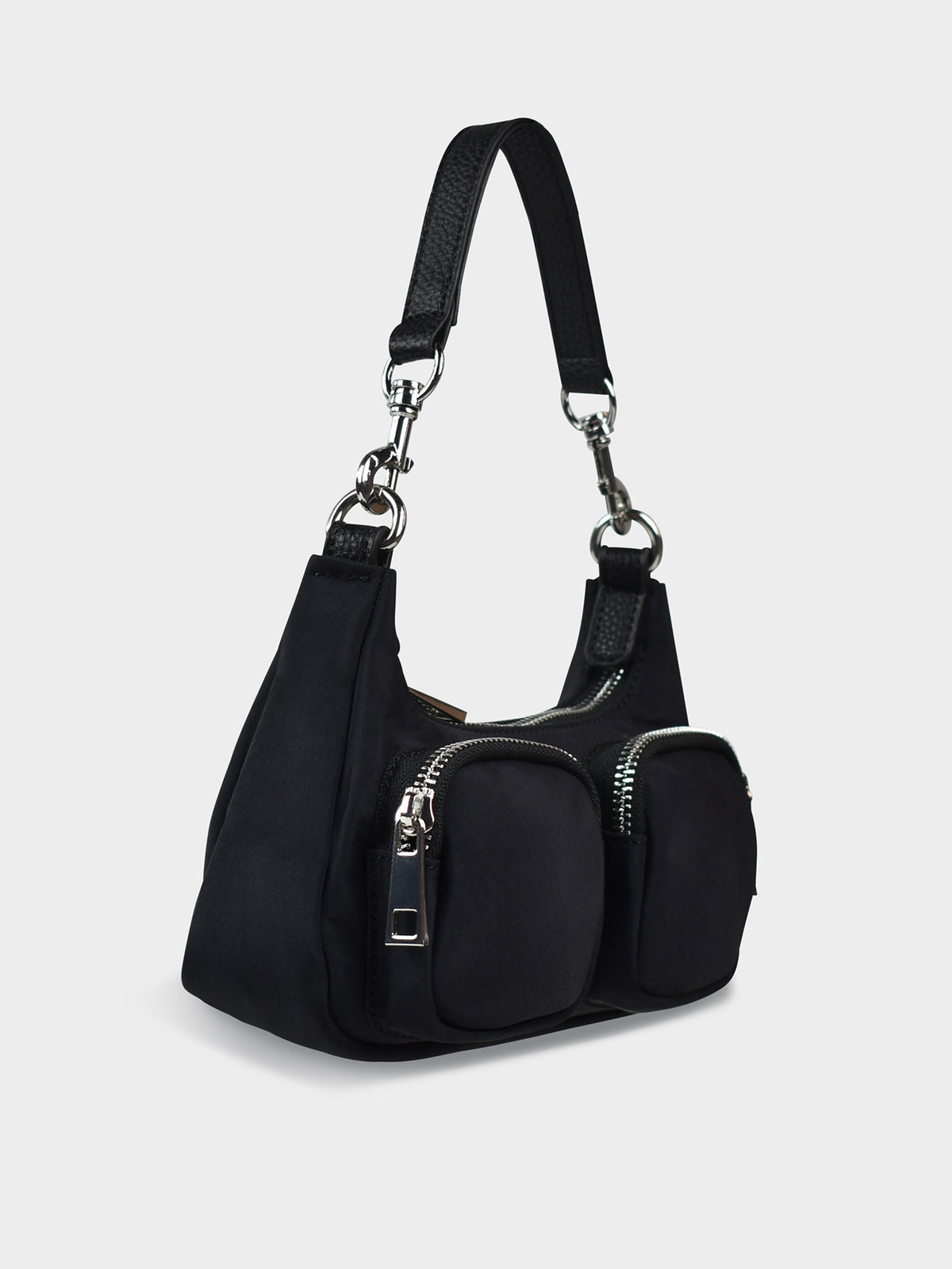 Peta And Jain Scheana Nylon Shoulder Bag | Black Silver