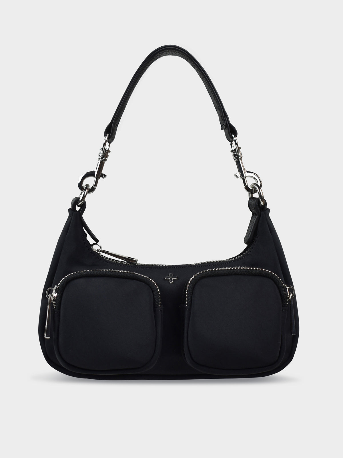 Peta And Jain Scheana Nylon Shoulder Bag | Black Silver