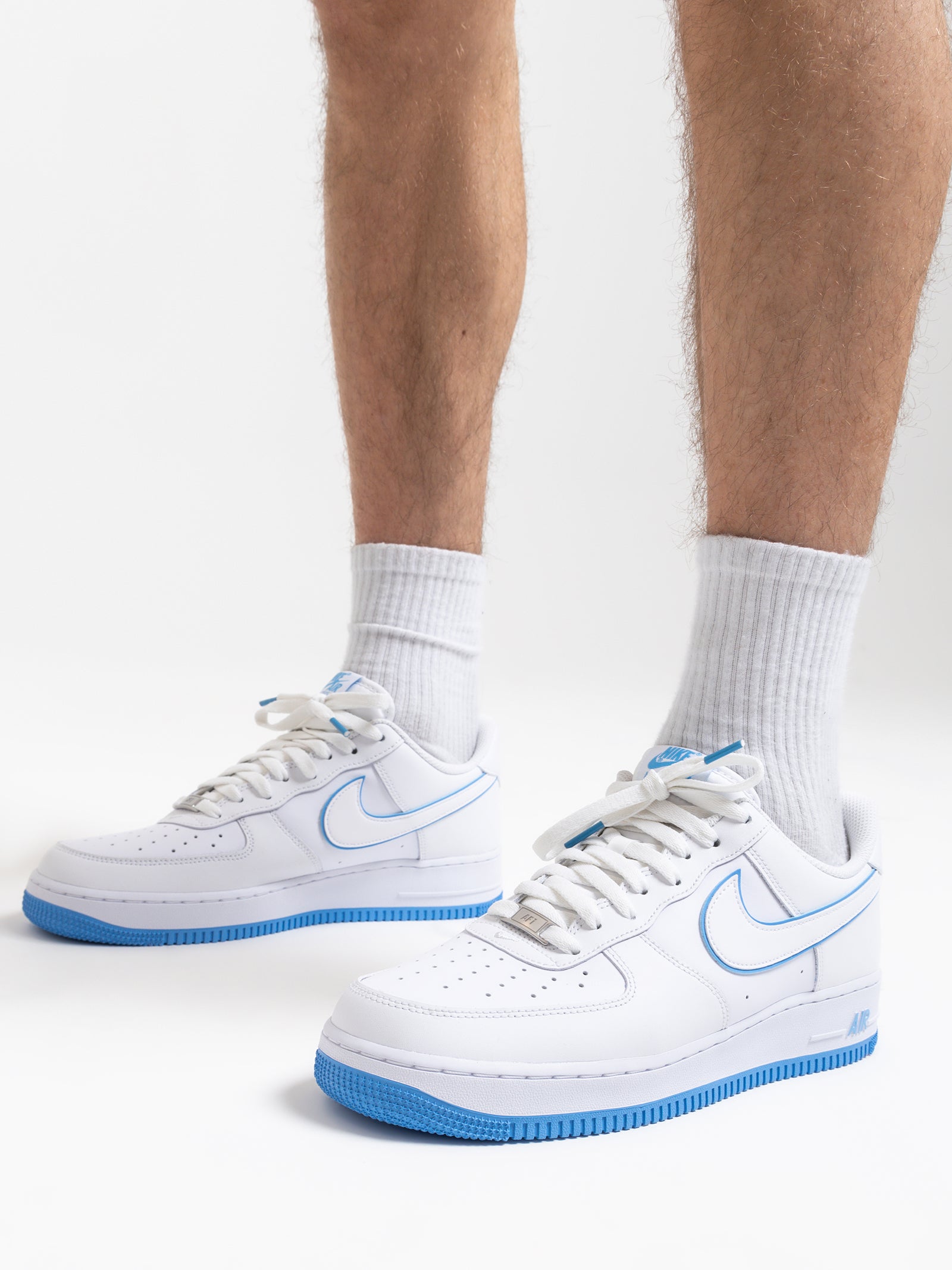 Mens Nike Air Force 1' Sneakers in White & University Blue