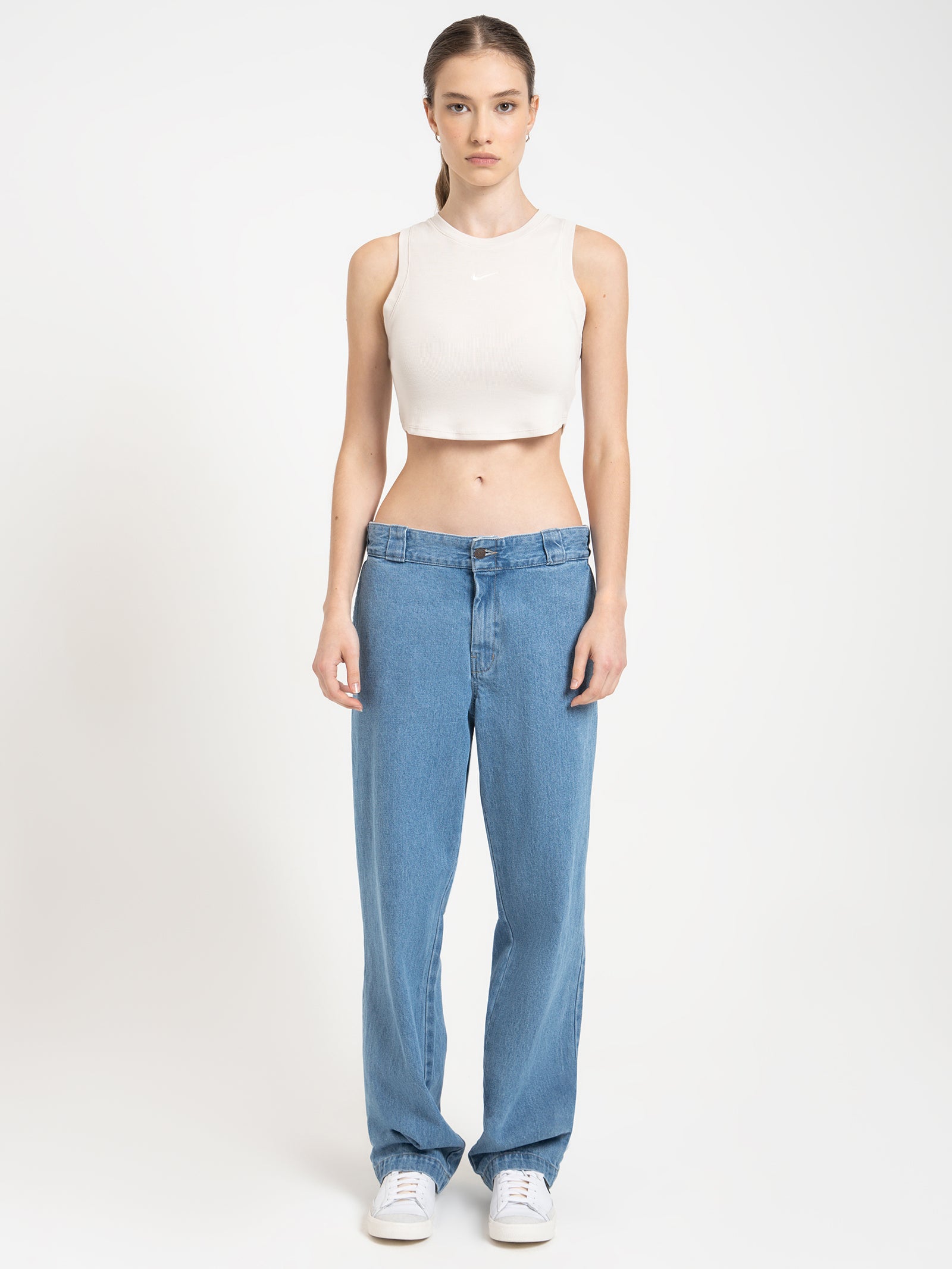 Nike Essential Rib Crop Tank Light Orewood Brown Sail